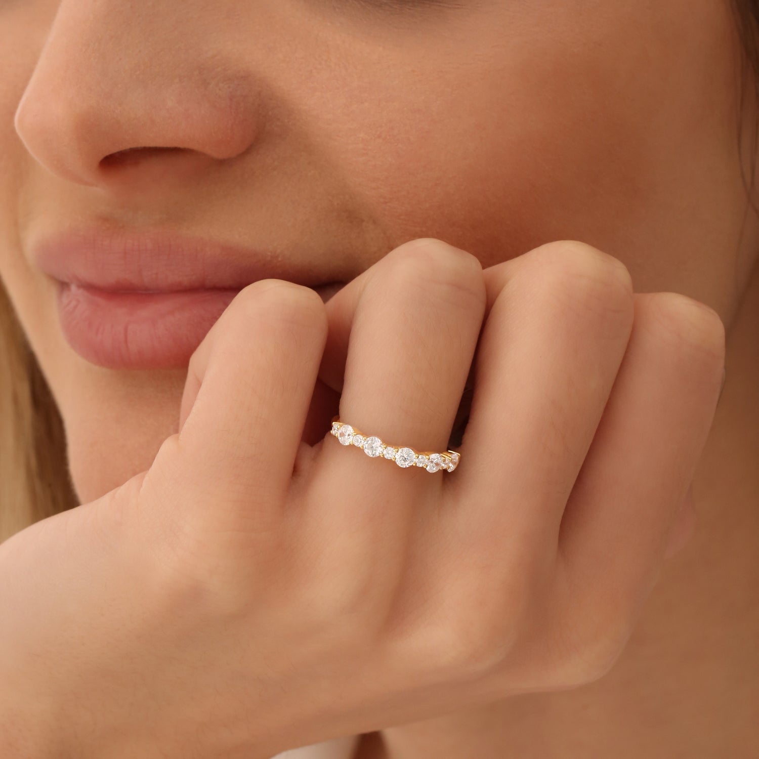 OBFJ1492 - 14k Round Diamond Mix Size Anniversary Ring 4