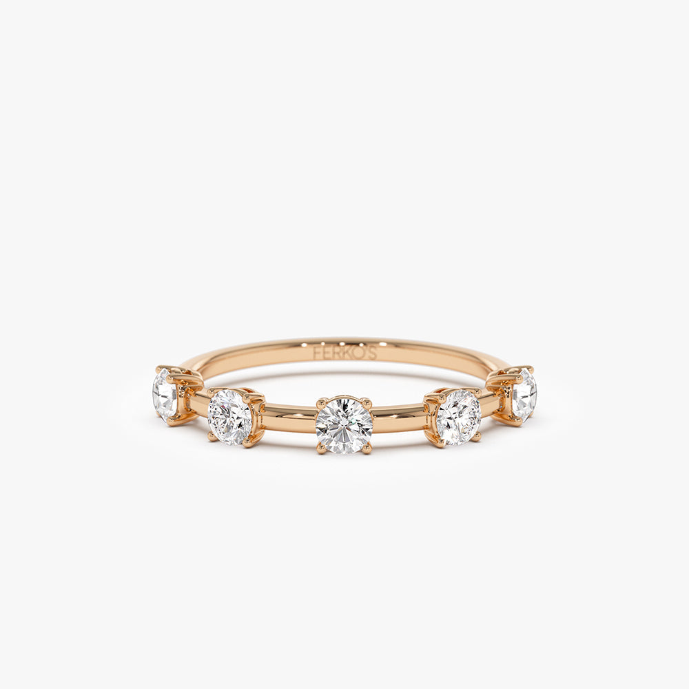 OBFJ1461 - 14k Five Stone Prong Setting Diamond Ring 0.50ctw 6