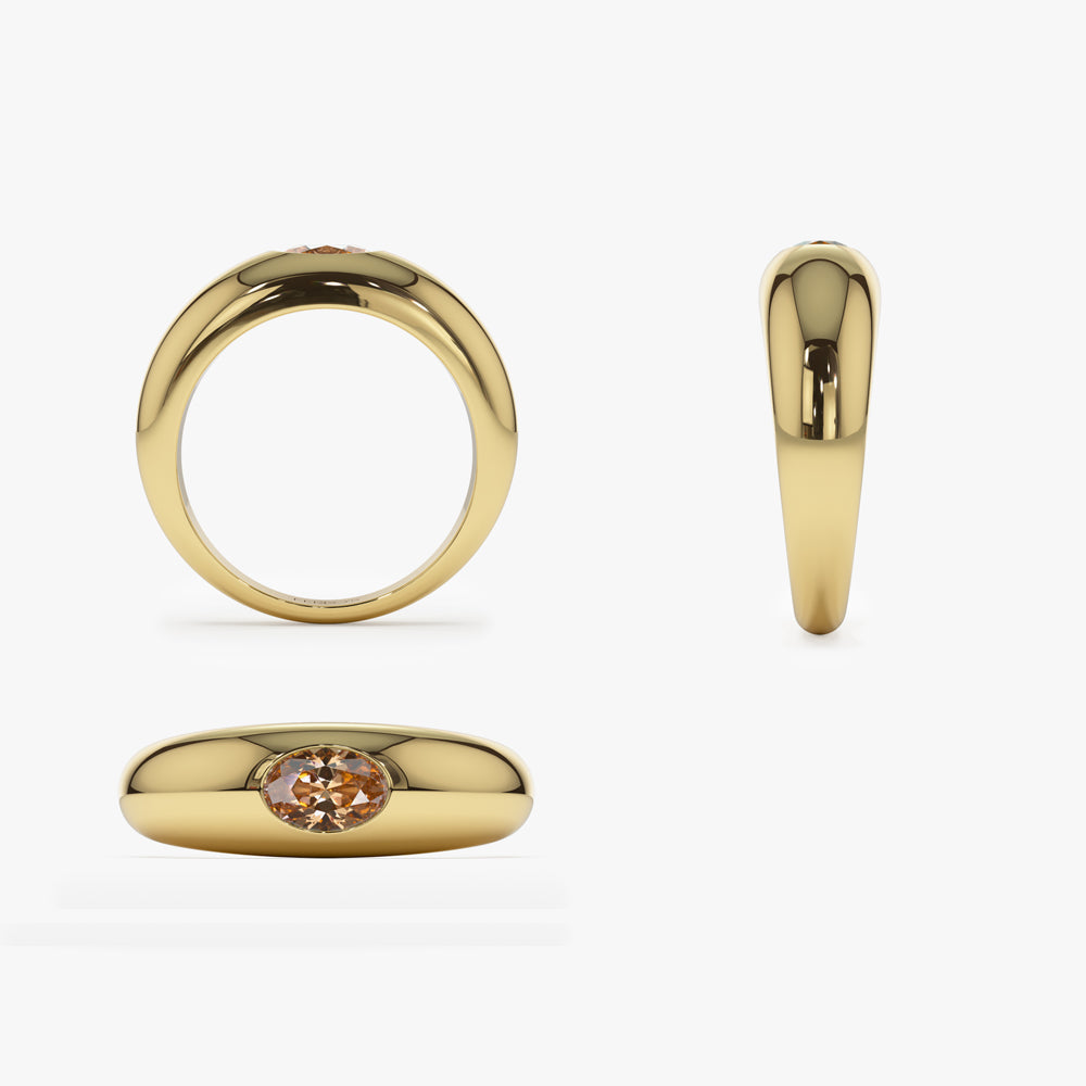 OBFJ1429 - 14k Flush Set Oval Citrine Dome Ring 6