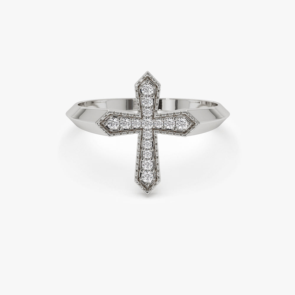 OBFJ1471 - 14k Diamond Cross Ring 5