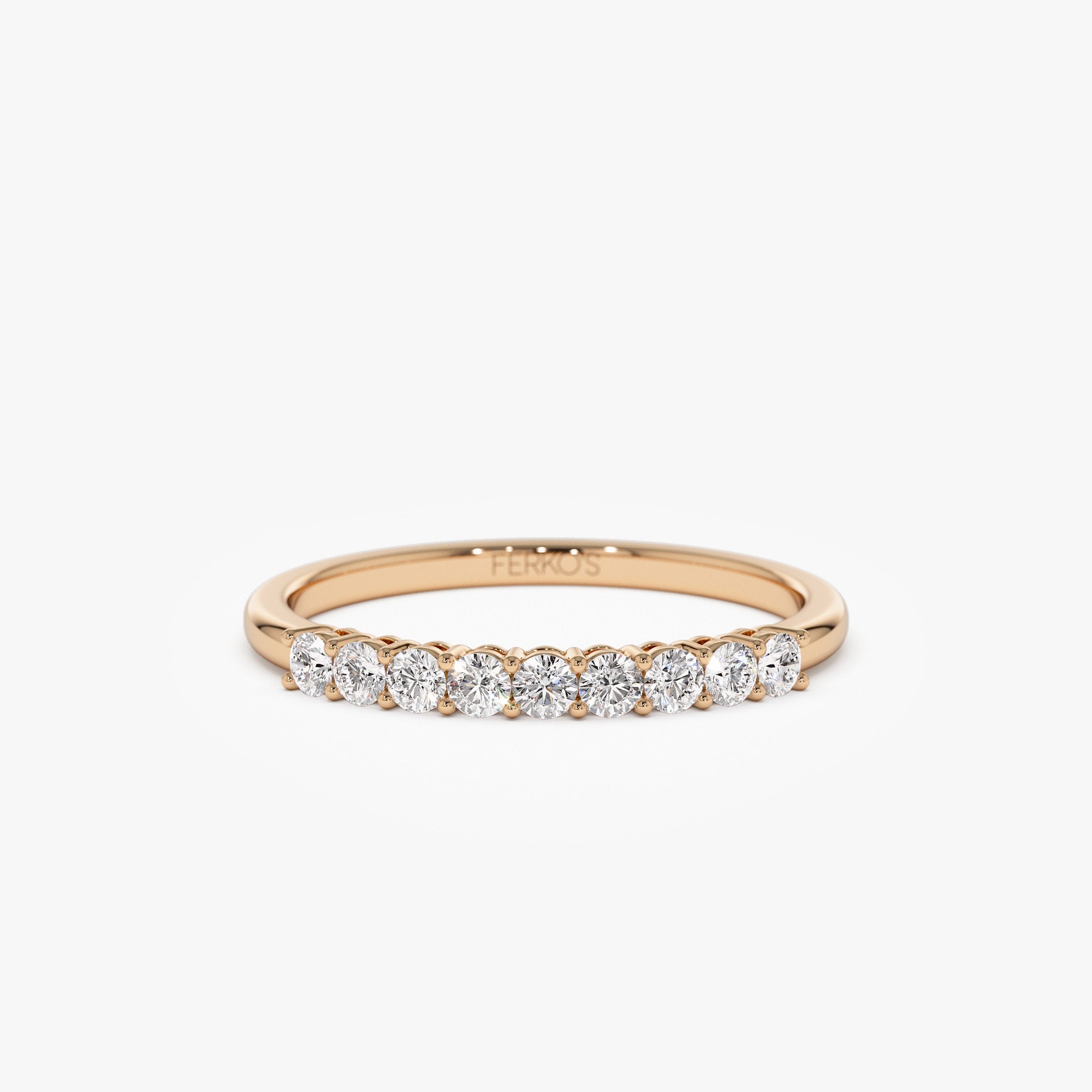 OBFJ1149 - 14k 0.30ctw 9 Stone Basket Setting Diamond Wedding Ring 6