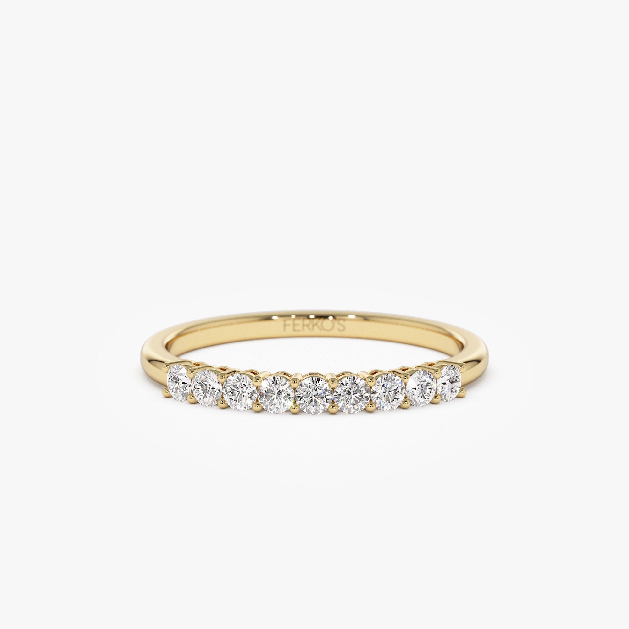 OBFJ1149 - 14k 0.30ctw 9 Stone Basket Setting Diamond Wedding Ring 1