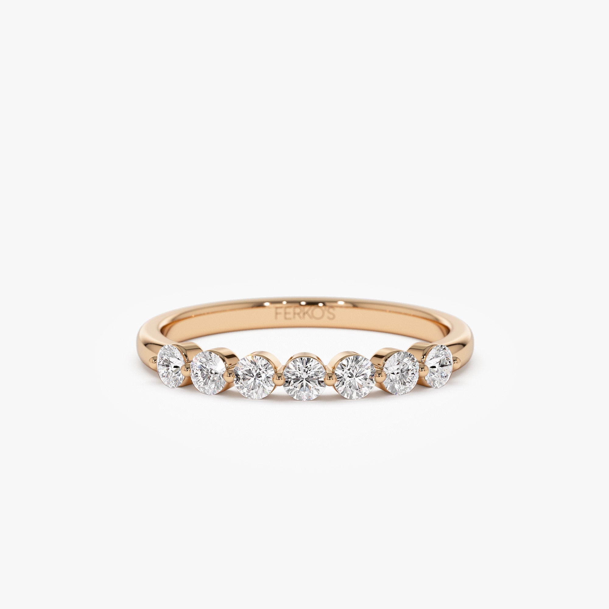 OBFJ1143 - 14k 0.40ctw 7 Stone Shared Prong Diamond Wedding Band 5