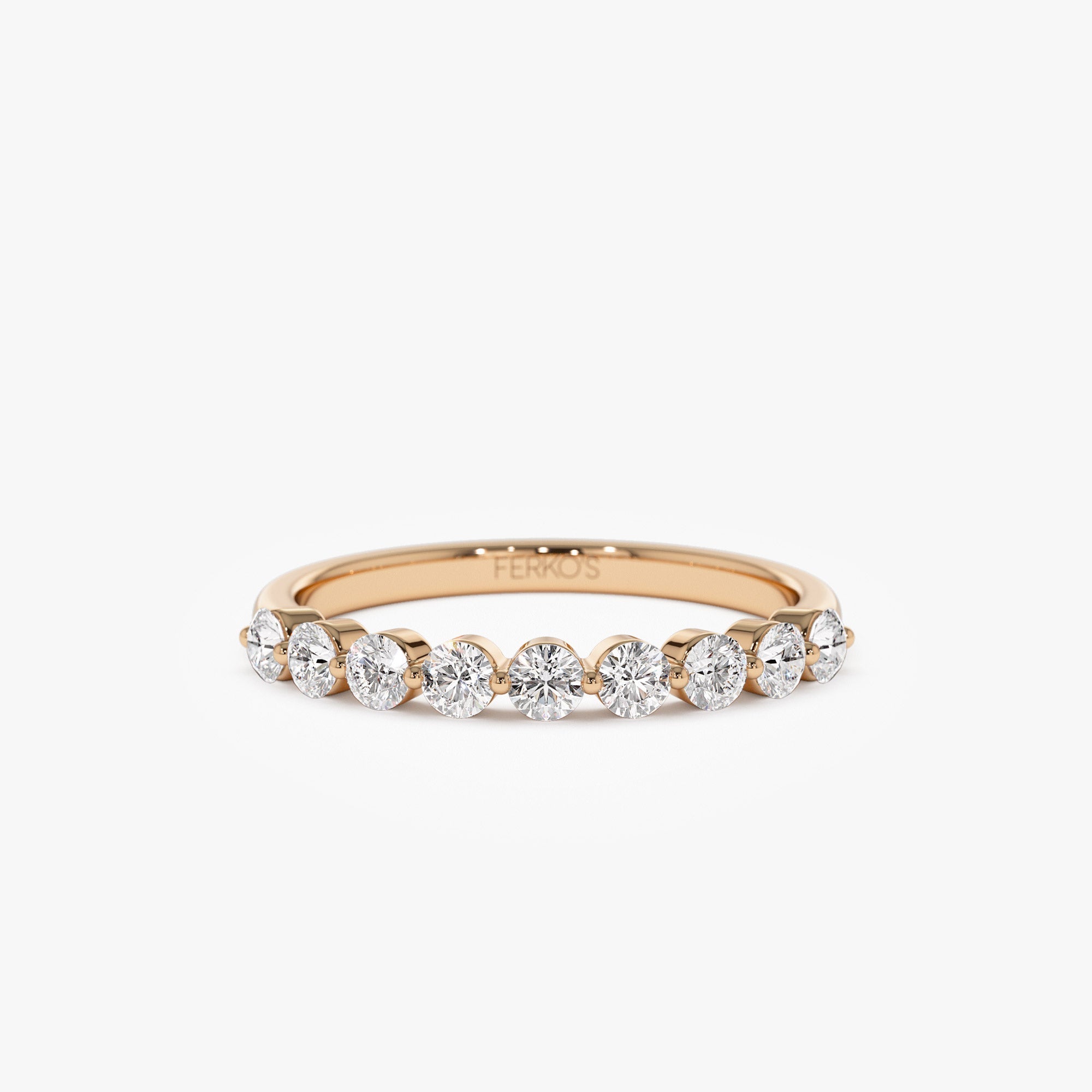 OBFJ1142 - 14k 0.55ctw 9 Stone Shared Prong Diamond Wedding Band 7