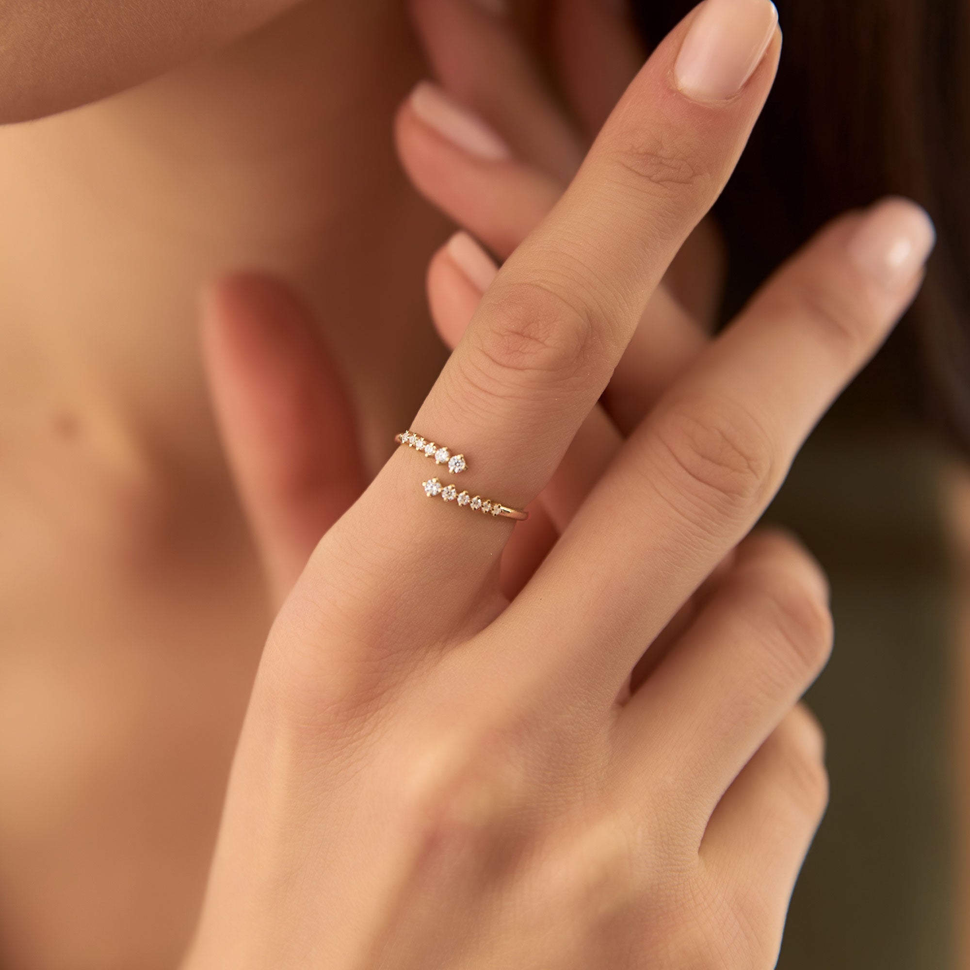 OBFJ1343 - 14K Gold Wrapped Diamond Ring 4