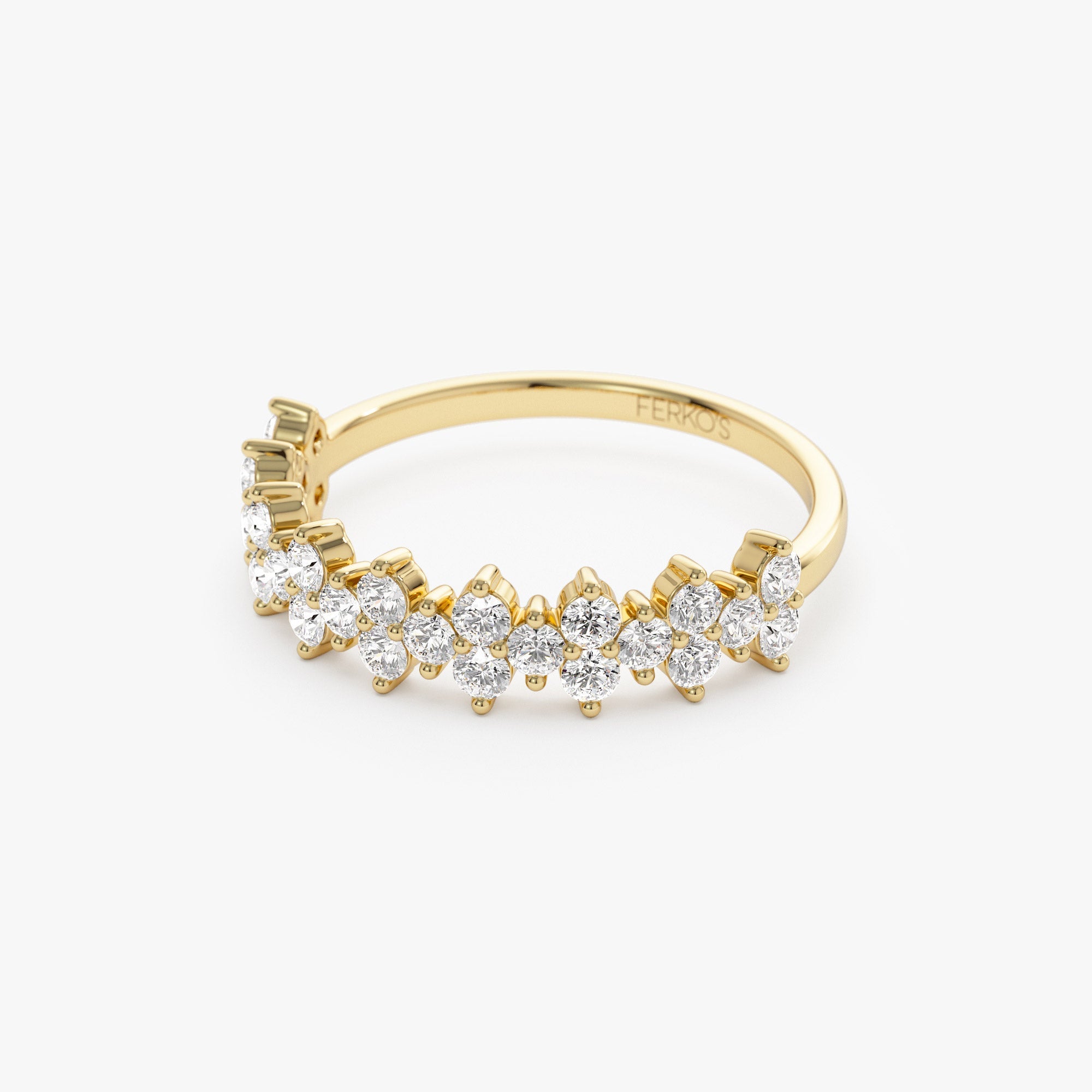 OBFJ1271 - 14k Cluster Diamond Half Eternity Wedding Band 6