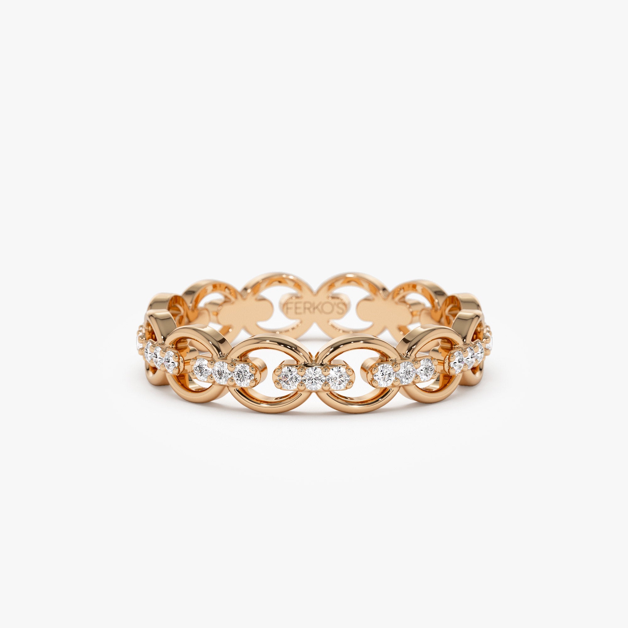 OBFJ1250 - 14k Gold Full Eternity Diamond Link Ring 4