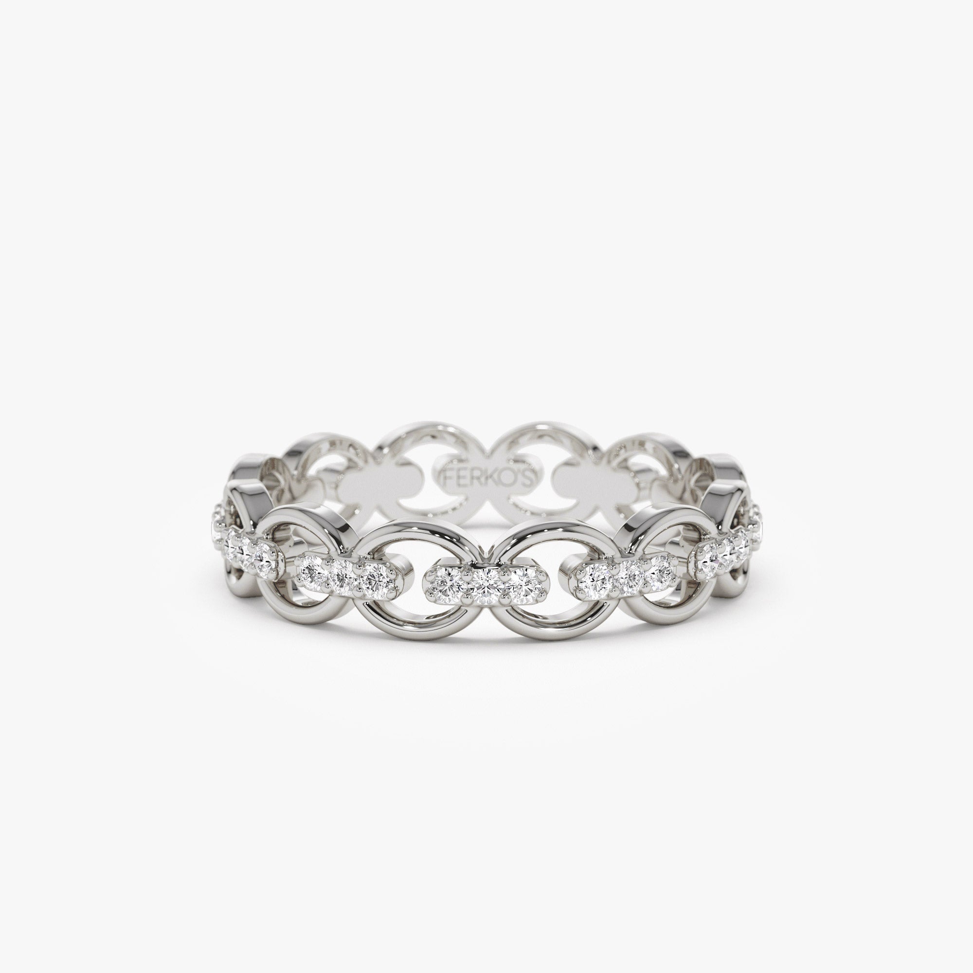 OBFJ1250 - 14k Gold Full Eternity Diamond Link Ring 5