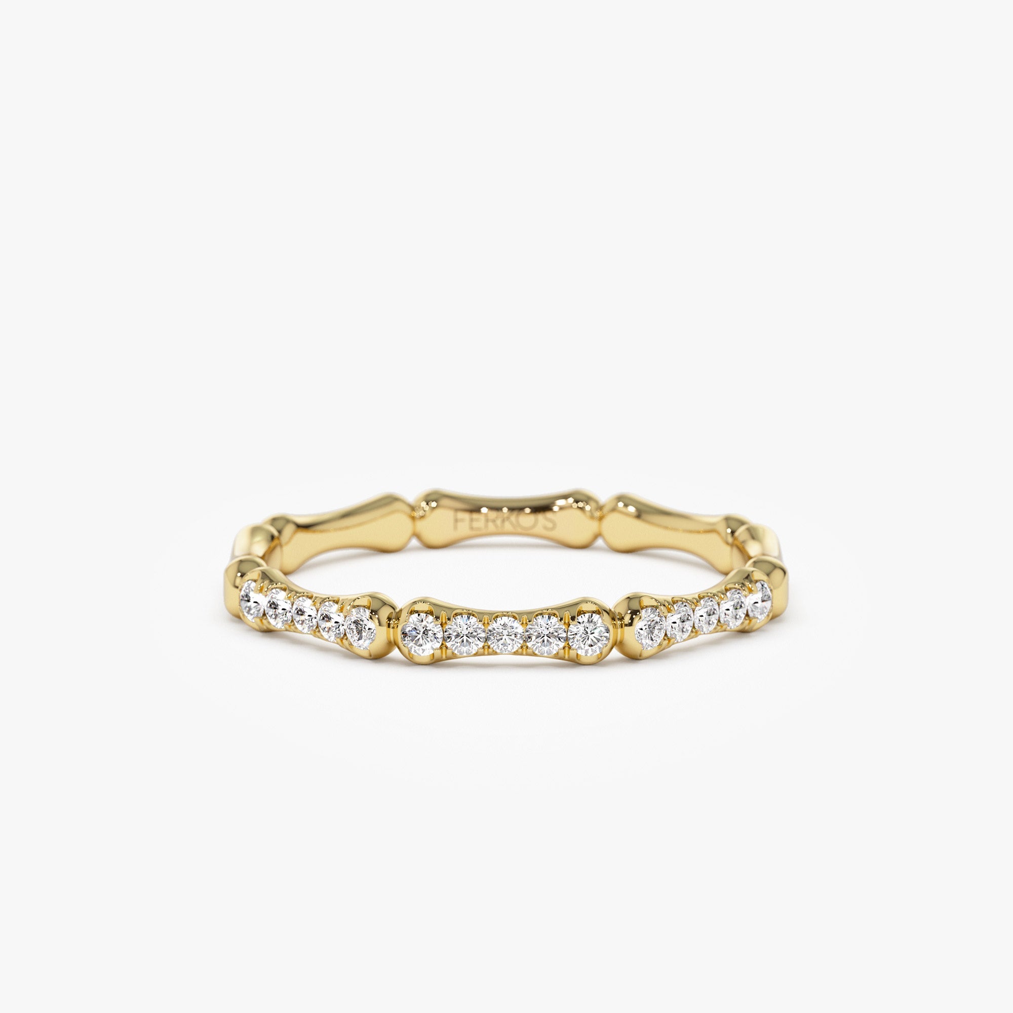 OBFJ1302 - 14k Pave Diamond Bamboo Ring 1