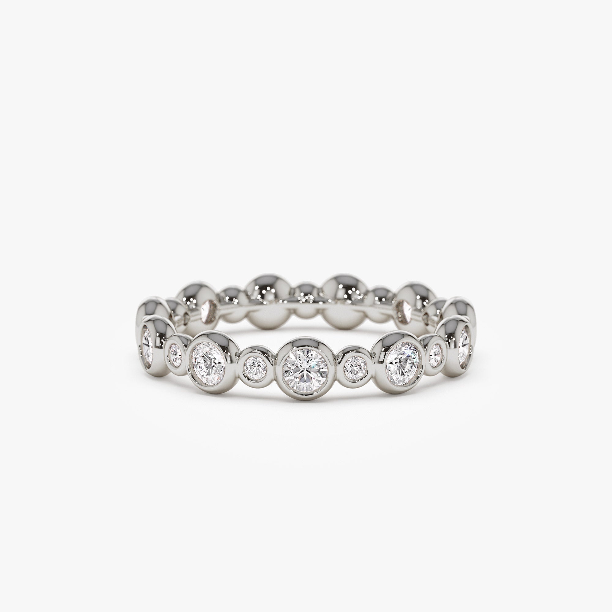 OBFJ1422 - 14k Gold Bubble Diamond 3/4 Eternity Wedding Ring 4
