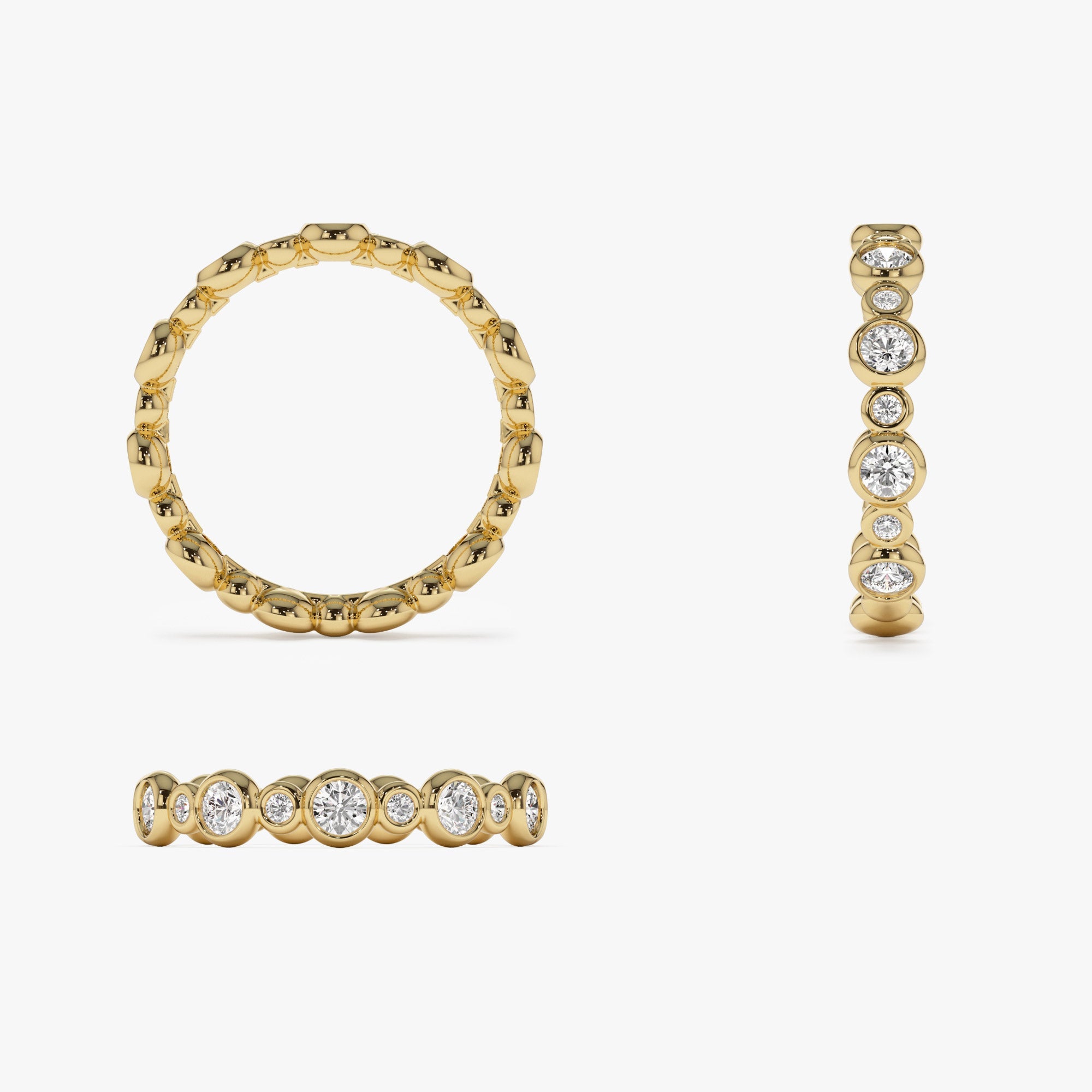OBFJ1422 - 14k Gold Bubble Diamond 3/4 Eternity Wedding Ring 6