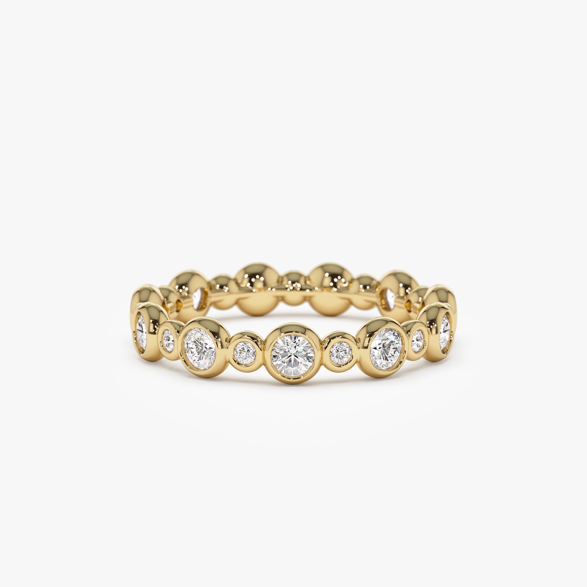 OBFJ1422 - 14k Gold Bubble Diamond 3/4 Eternity Wedding Ring 1