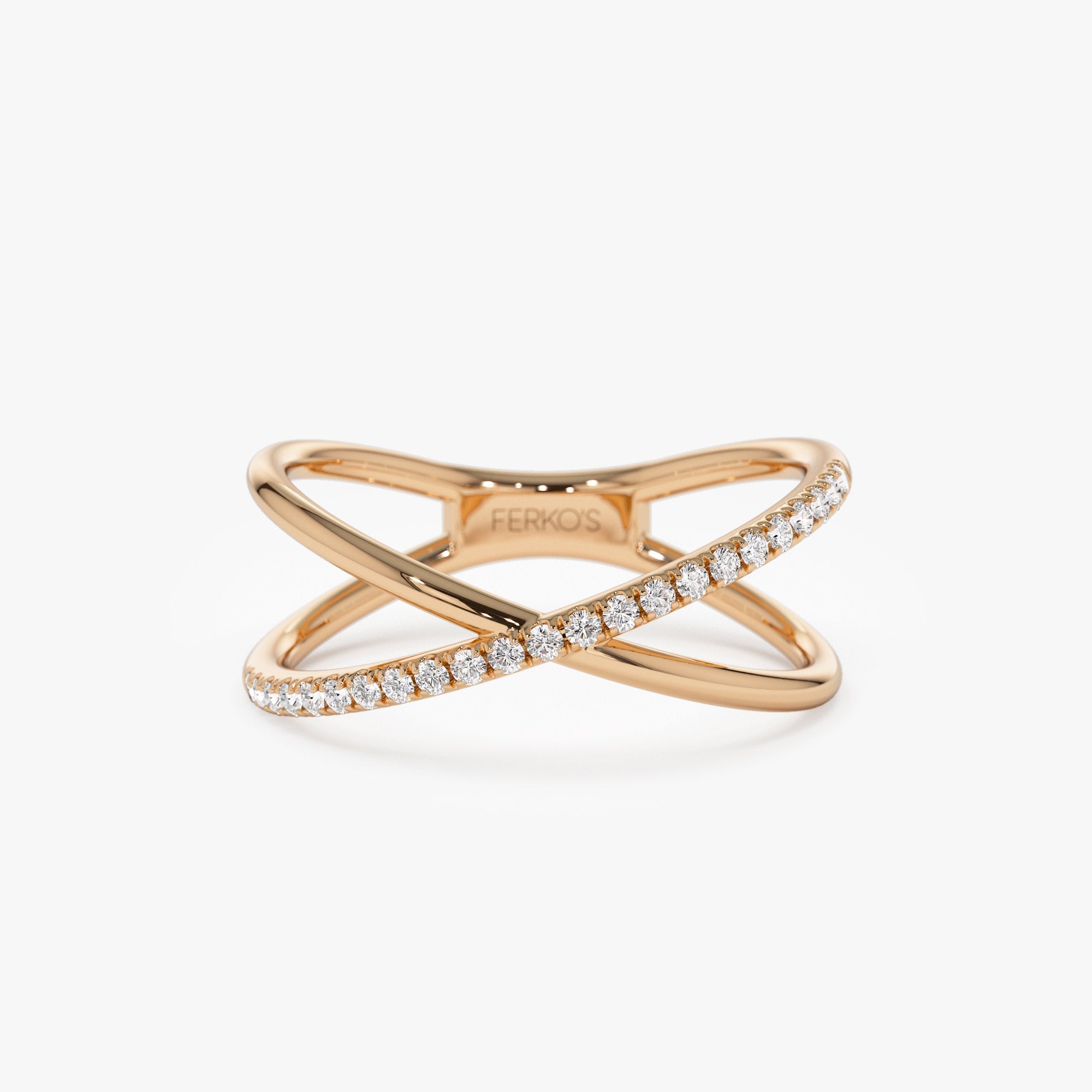 OBFJ1272 - 14k Criss Cross Single Side Diamond Ring 3