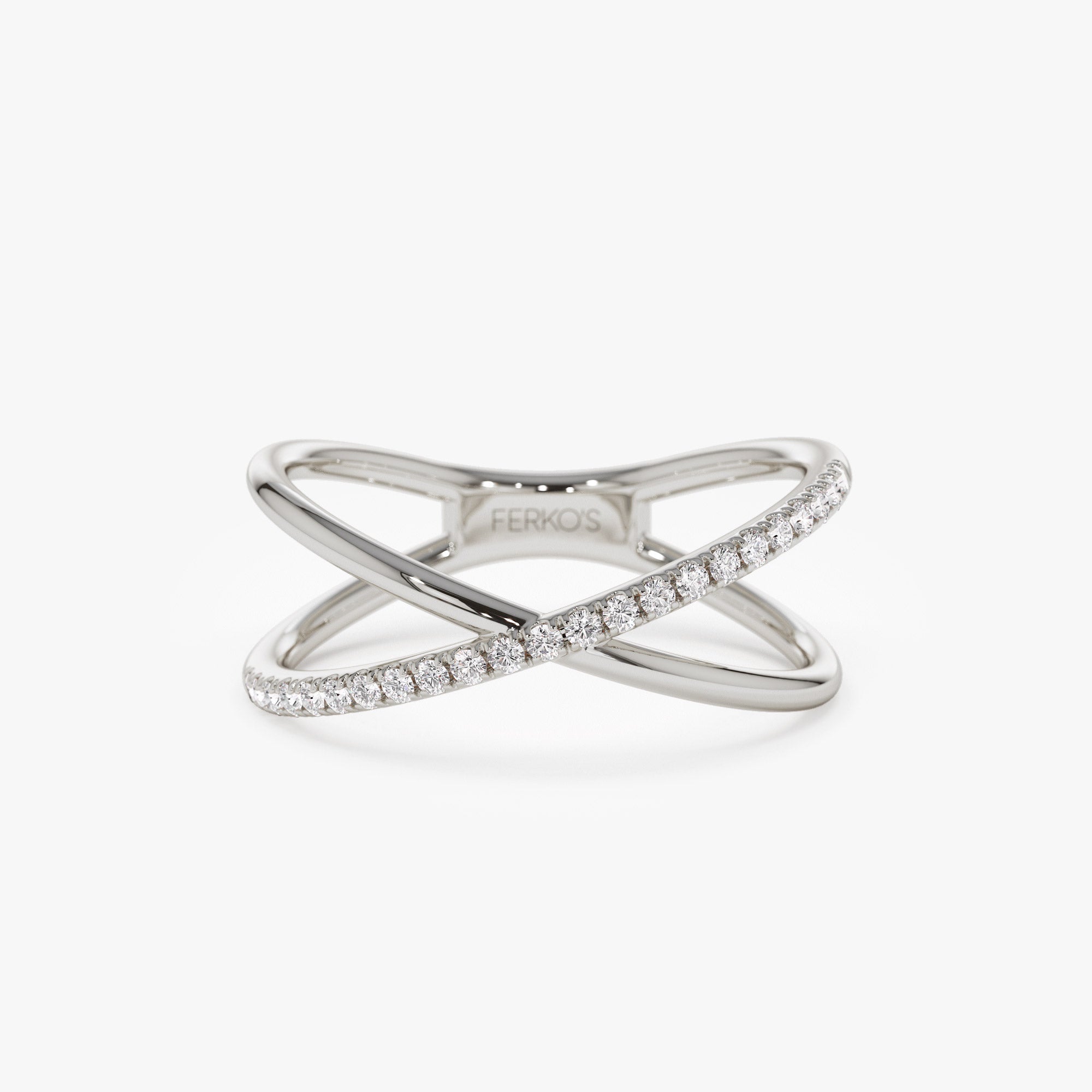 OBFJ1272 - 14k Criss Cross Single Side Diamond Ring 4