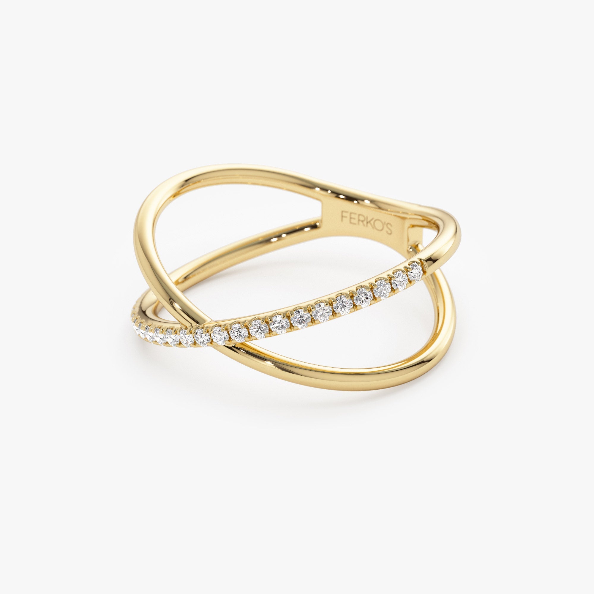 OBFJ1272 - 14k Criss Cross Single Side Diamond Ring 5