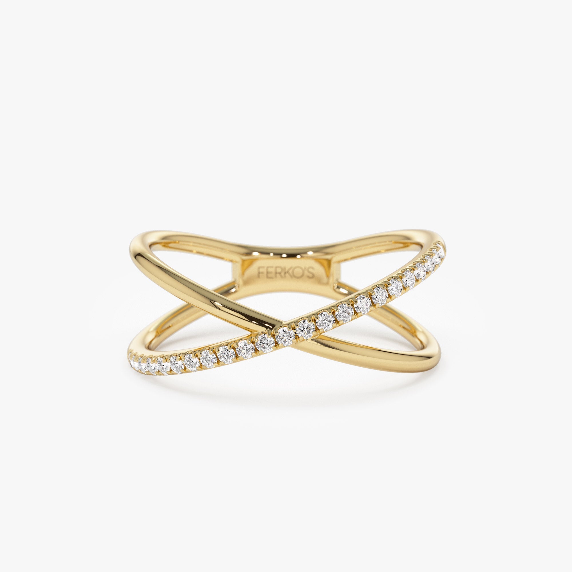 OBFJ1272 - 14k Criss Cross Single Side Diamond Ring 1