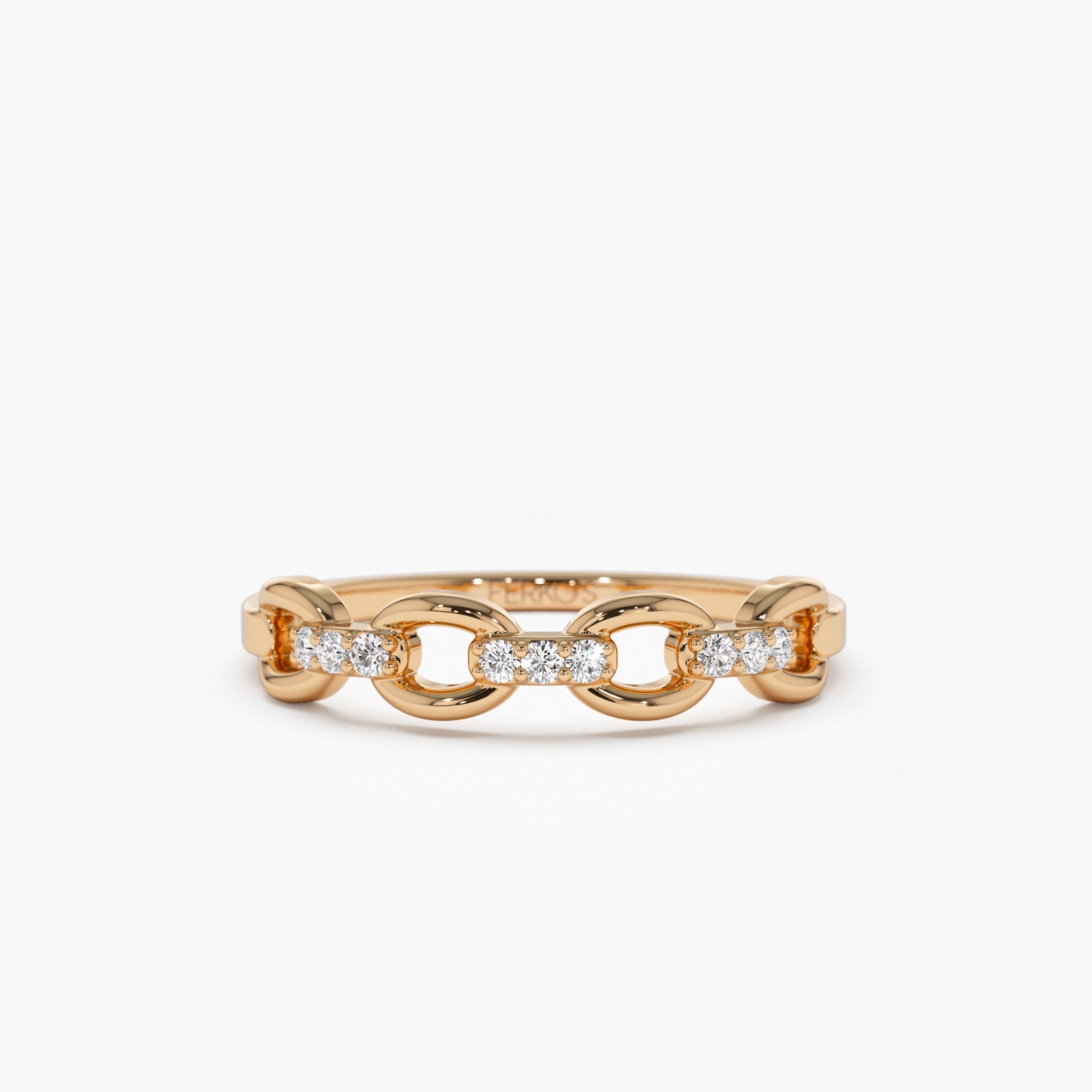 OBFJ1281 - 14K Cable Chain Link Diamond Ring 5