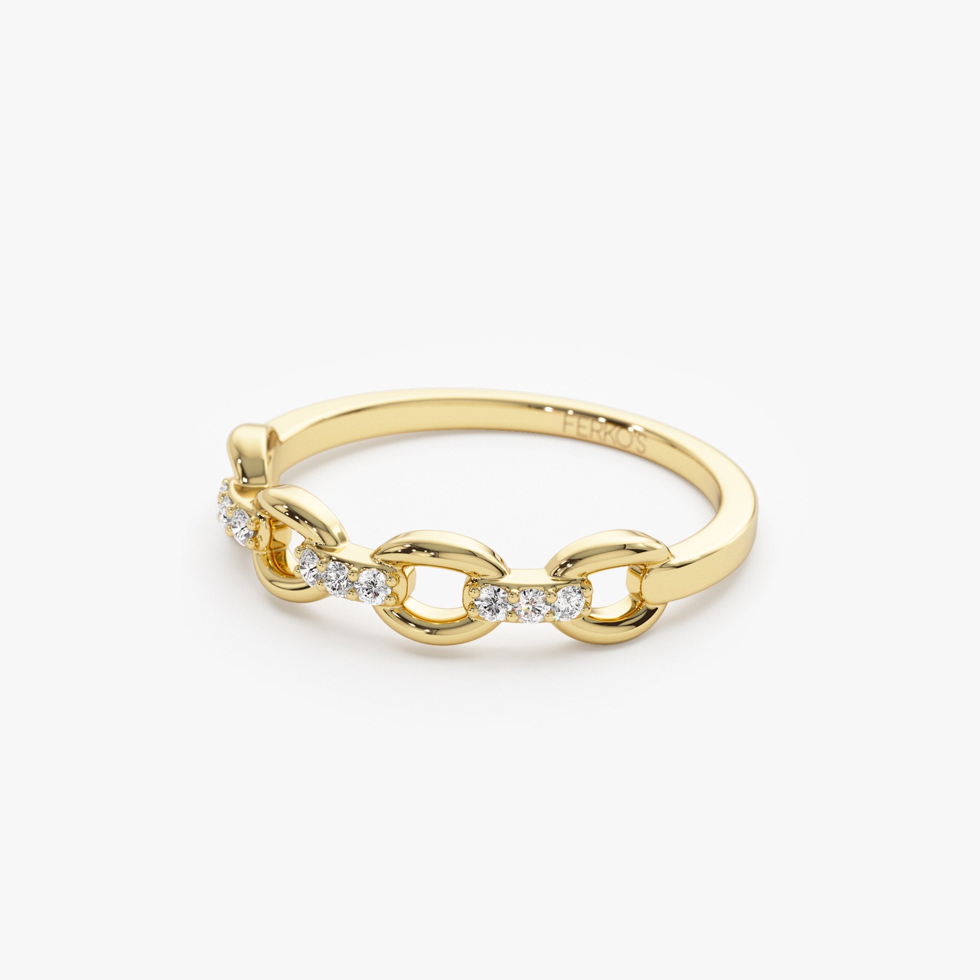 OBFJ1281 - 14K Cable Chain Link Diamond Ring 6