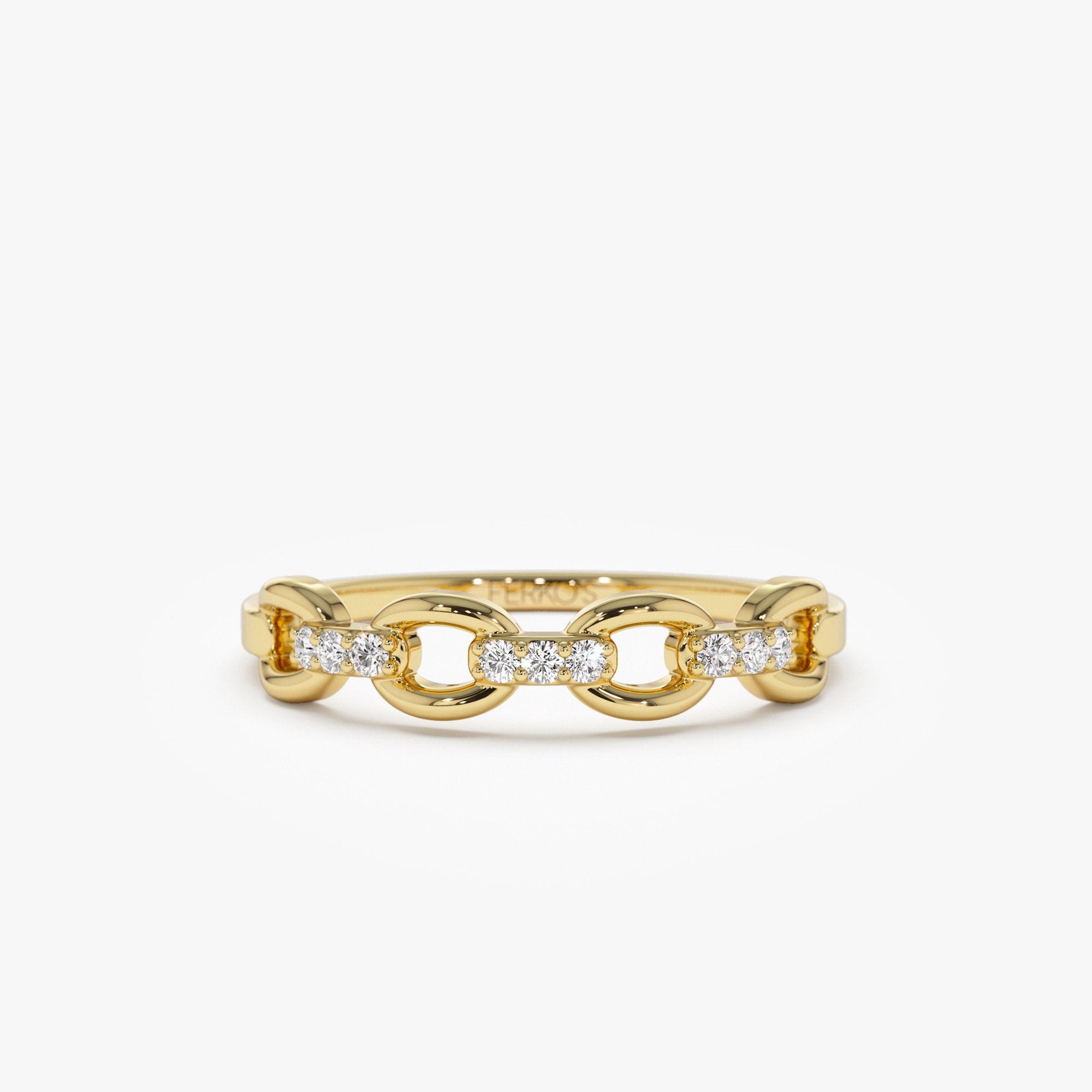 OBFJ1281 - 14K Cable Chain Link Diamond Ring 1