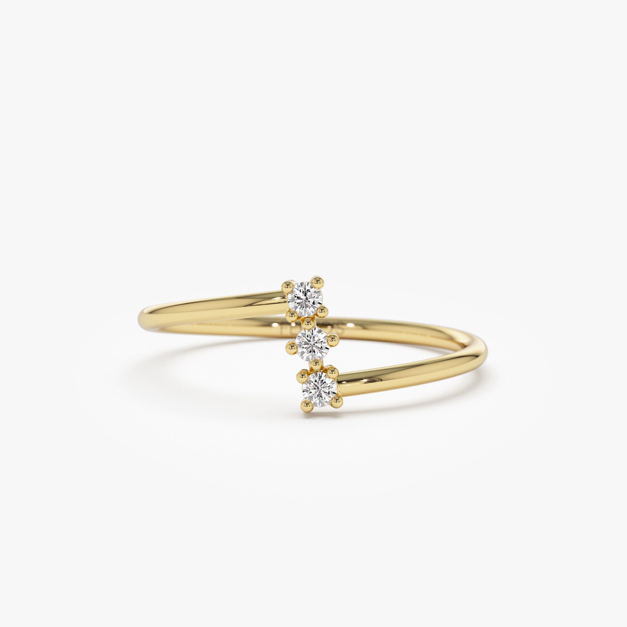 OBFJ1275 - 14k Vertical Three Stone Natural Diamond Ring 1