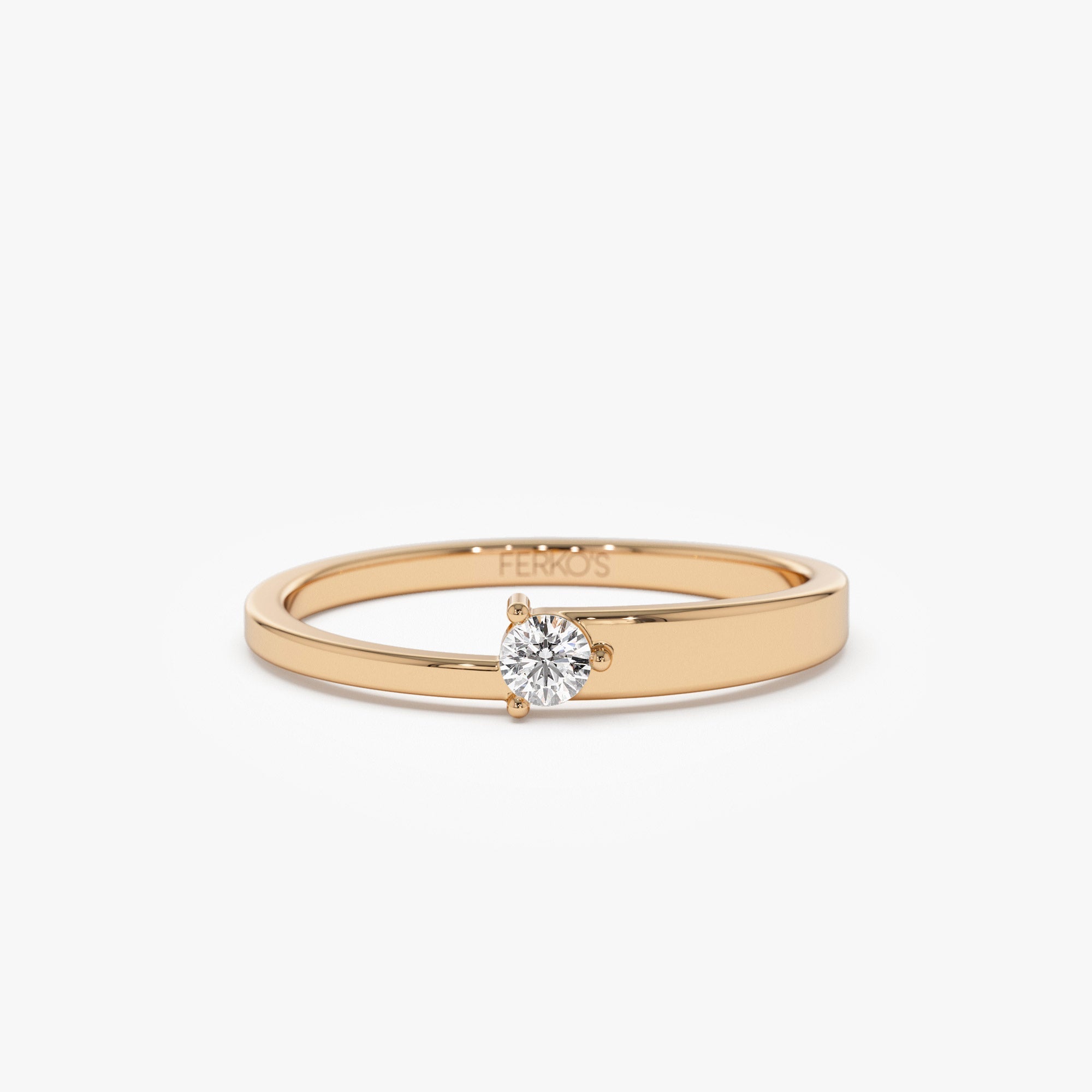 OBFJ1295 - 14k Round Solitaire Diamond Promise Ring 5