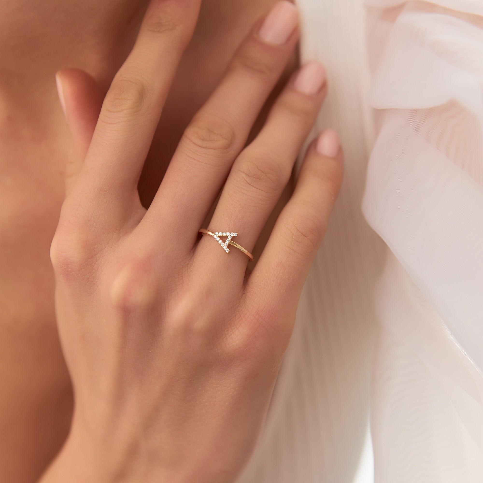 OBFJ1368 - 14k Sideways Diamond Letter Personalized Ring 4