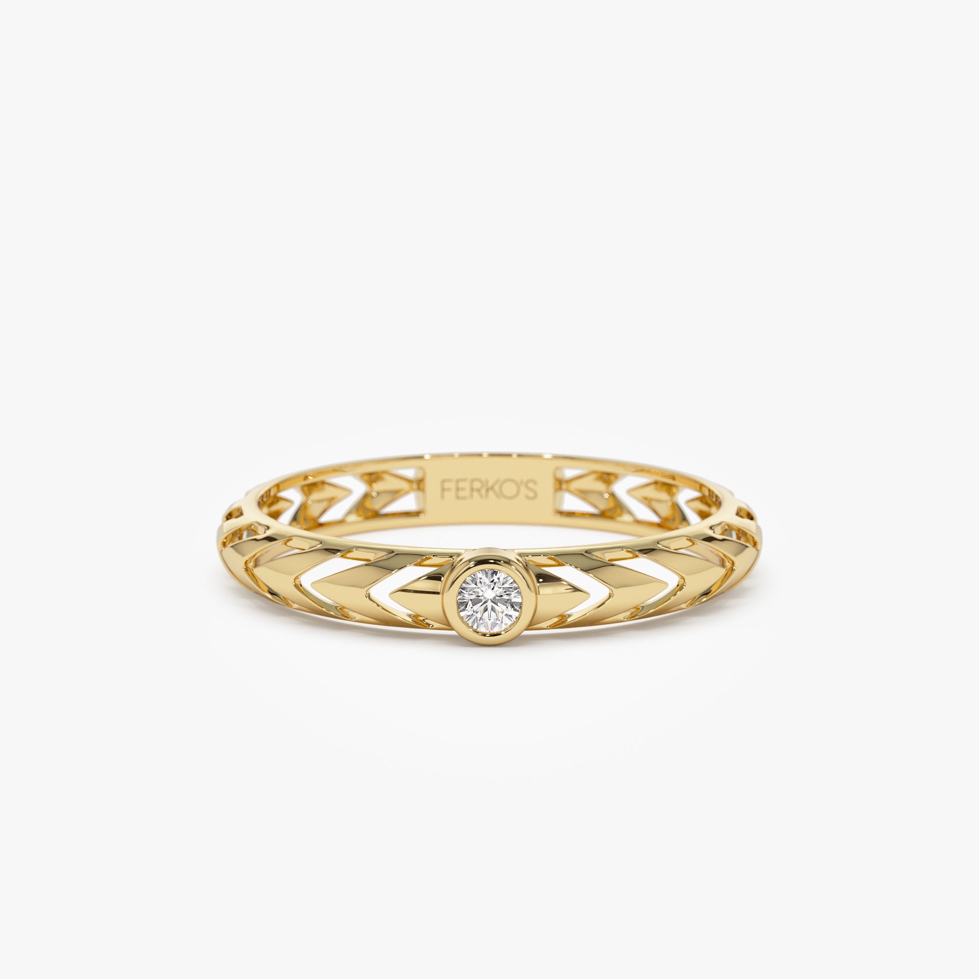 OBFJ1293 - 14k Gold Unique Diamond Modern Ring 1
