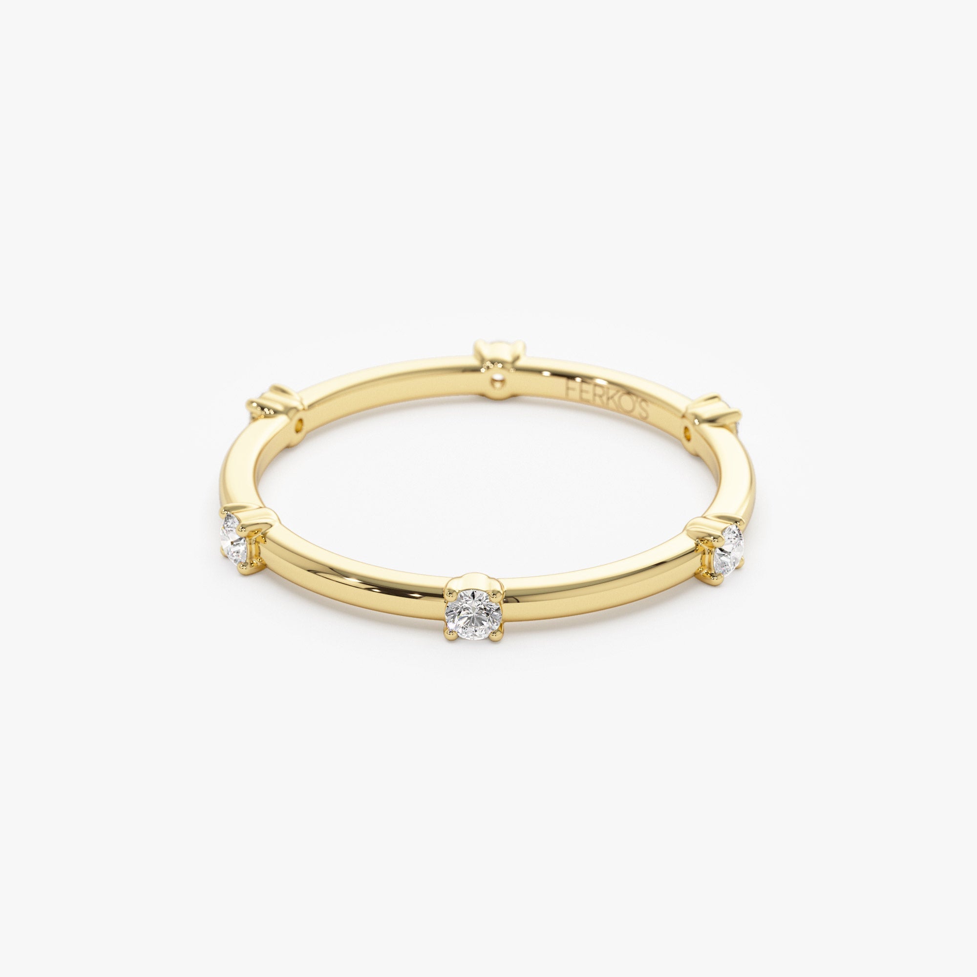 OBFJ1201 - 14k Prong Setting Full Eternity Dainty Stacking Ring 6