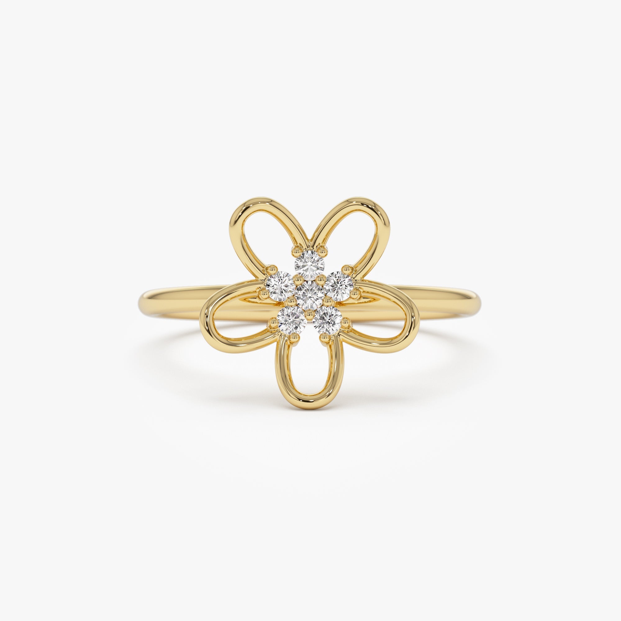 OBFJ1245 - 14k Diamond Flower Ring 1