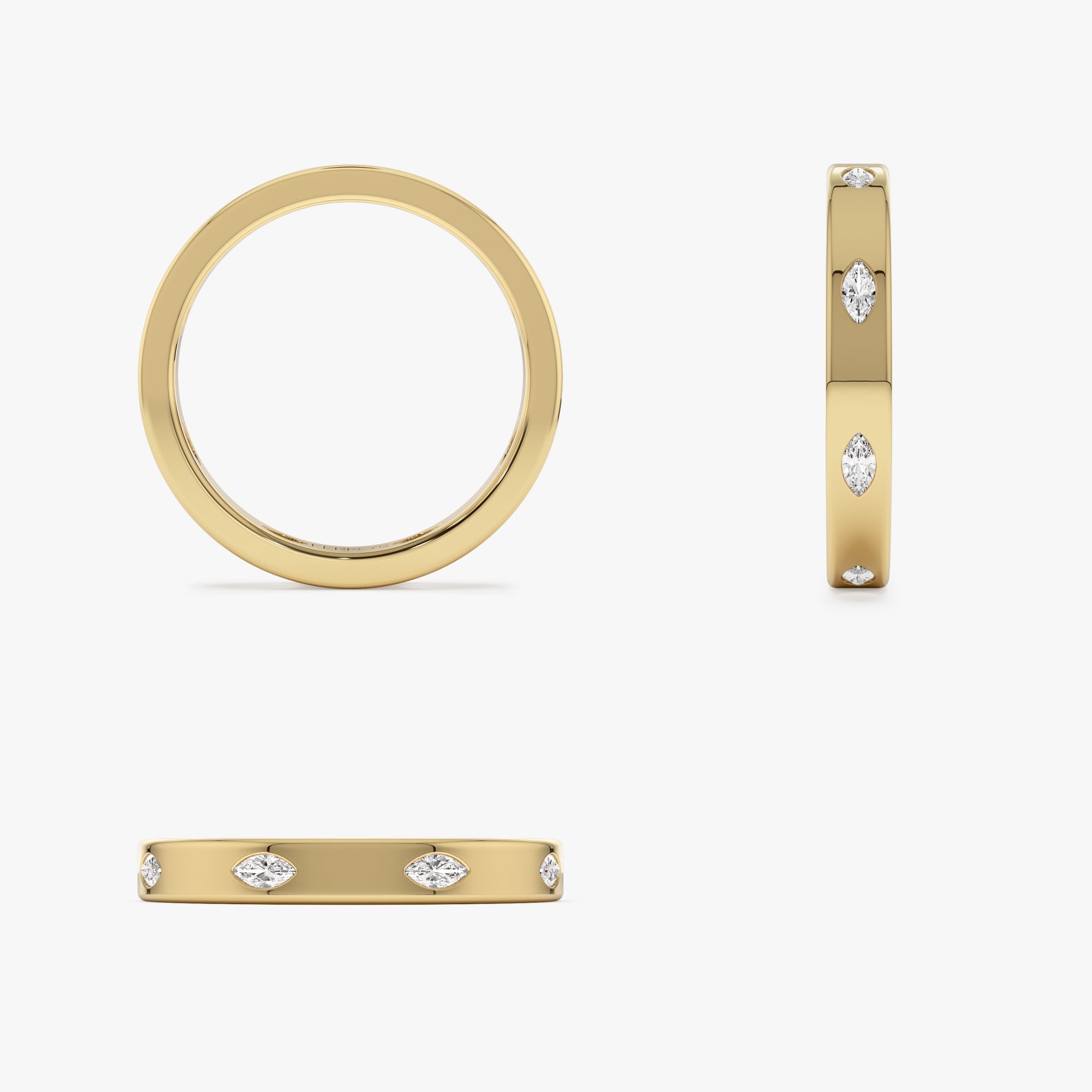 OBFJ1307 - 14k Marquise Shaped Full Eternity Flush Setting Diamond Band 8