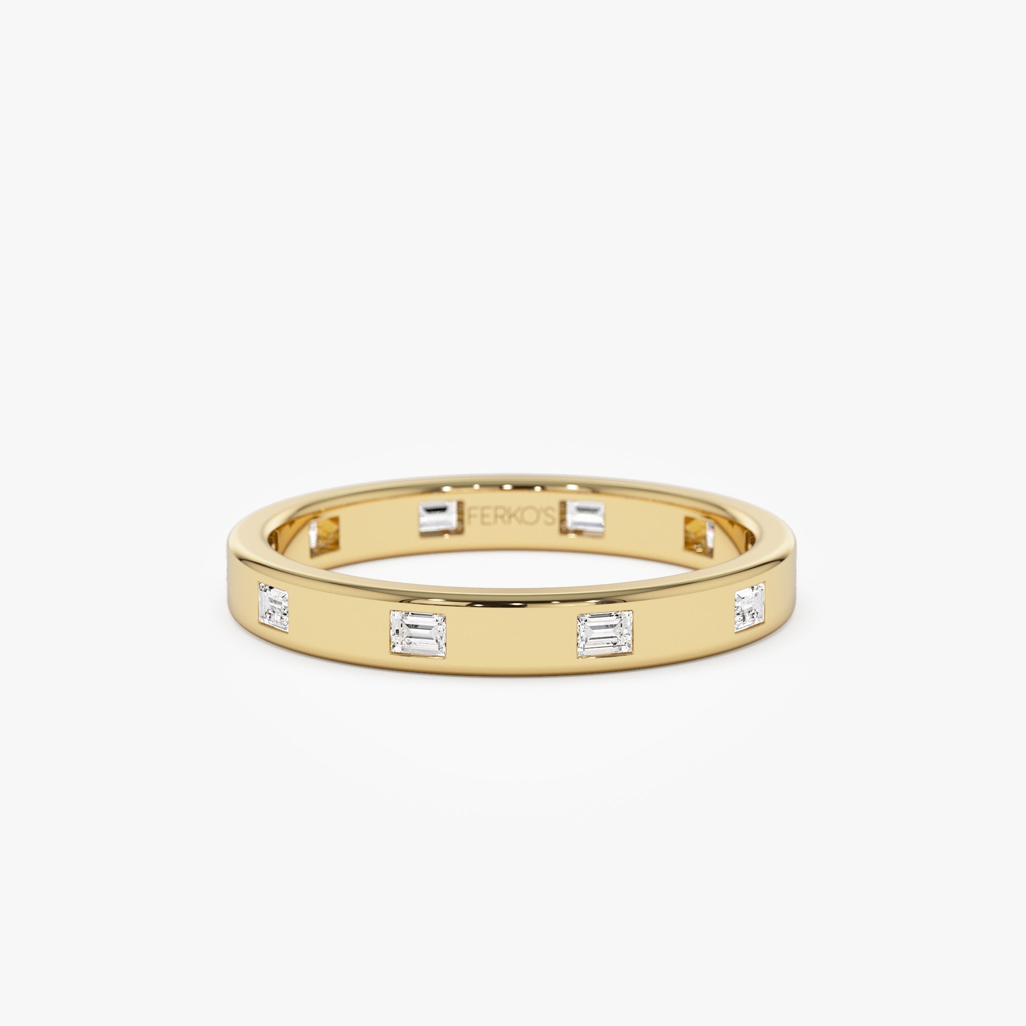 OBFJ1308 - 14k Full Eternity Flush Setting Baguette Diamond Band 1
