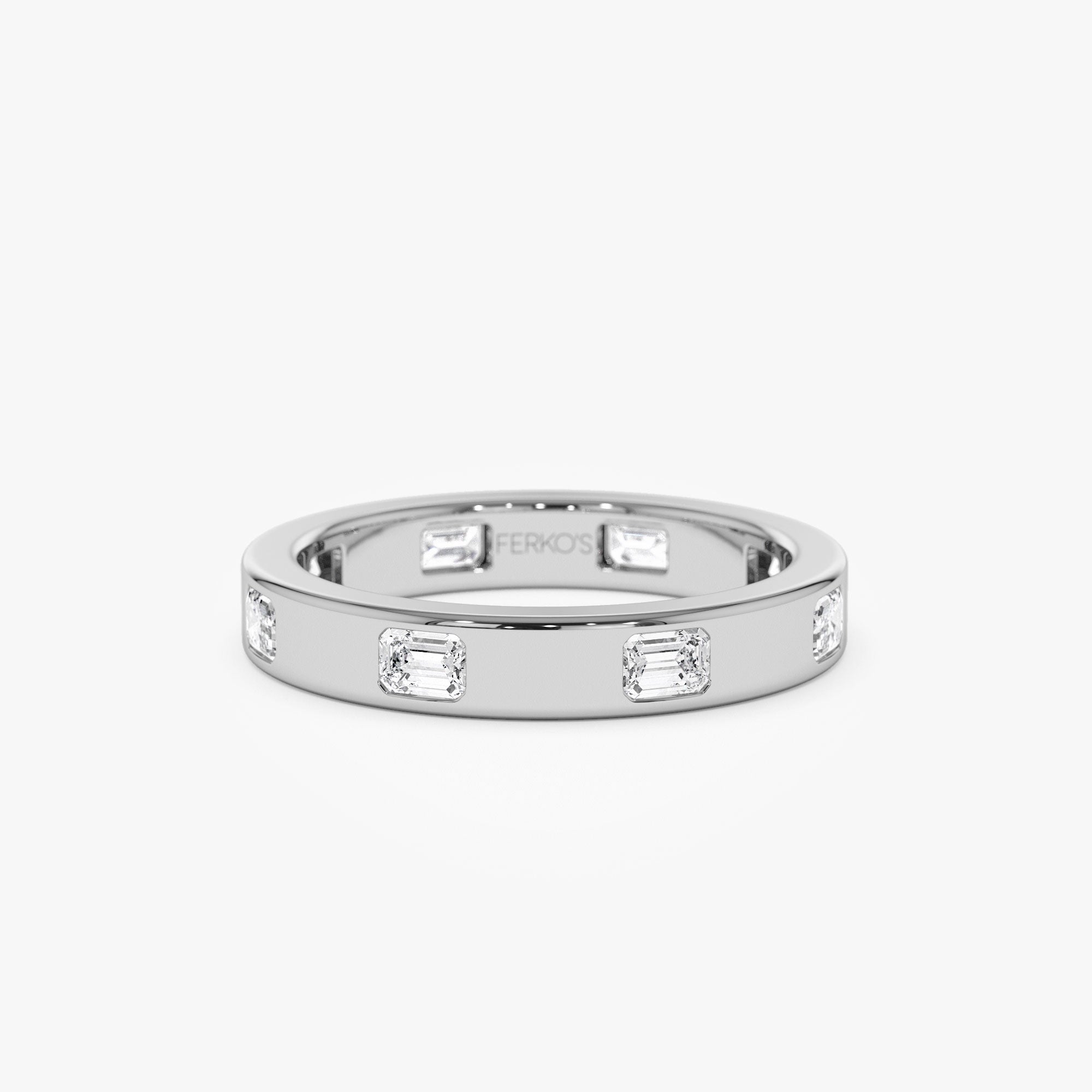 OBFJ1311 - 14k Emerald Cut Full Eternity Flush Setting Diamond Band 5
