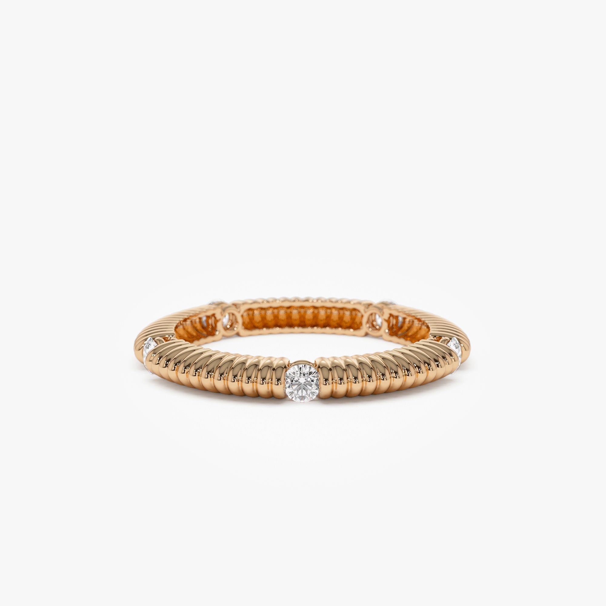 OBFJ1247 - 14k Full Eternity Ribbed Diamond Wedding Ring 4