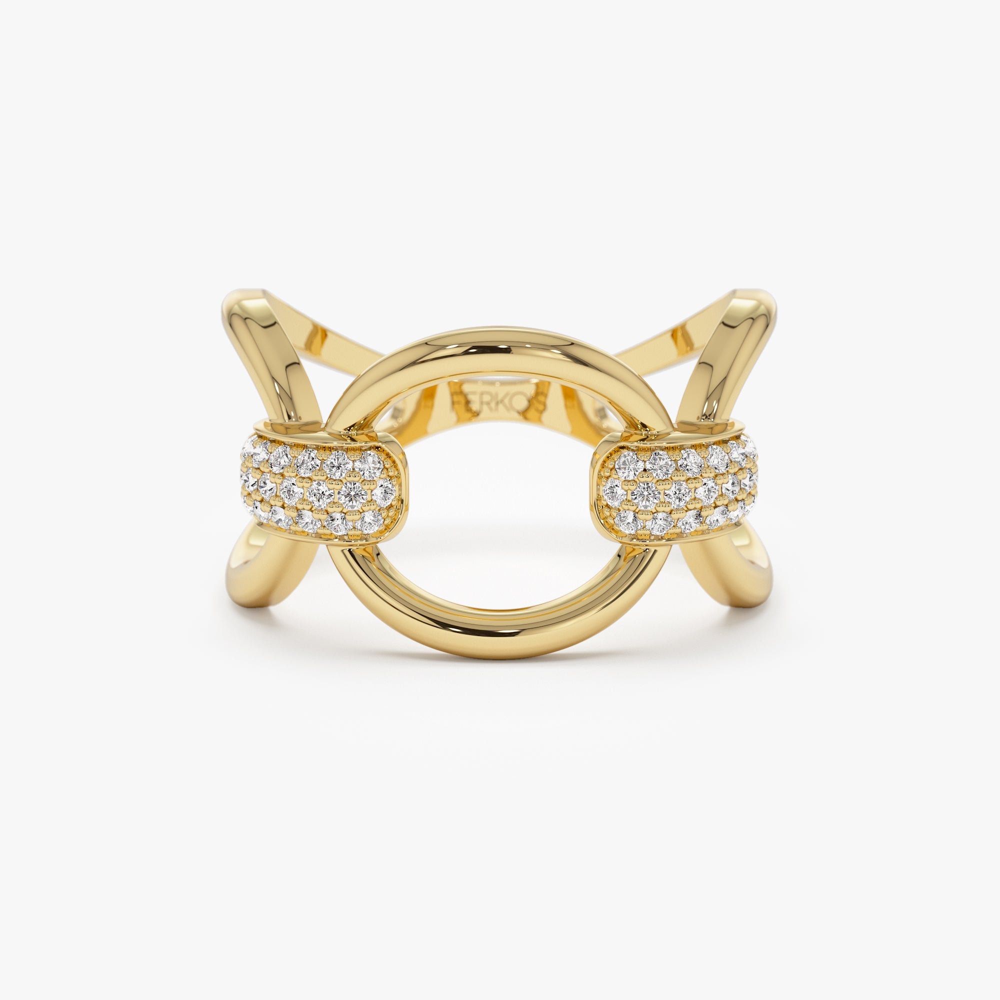 OBFJ1316 - 14k Unique Diamond Horsebit Pave Ring 1