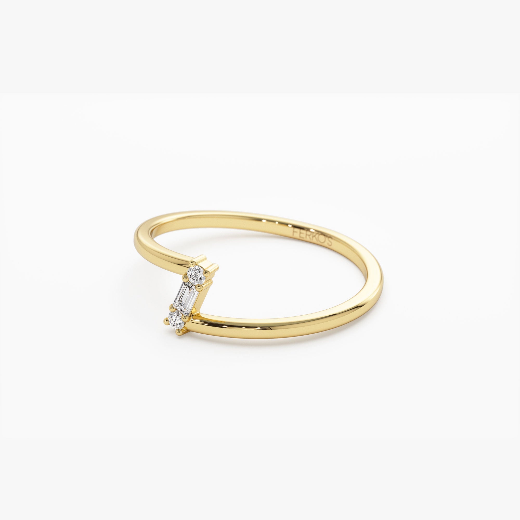 OBFJ1304 - 14k Dainty Diagonal Baguette Diamond Ring 6