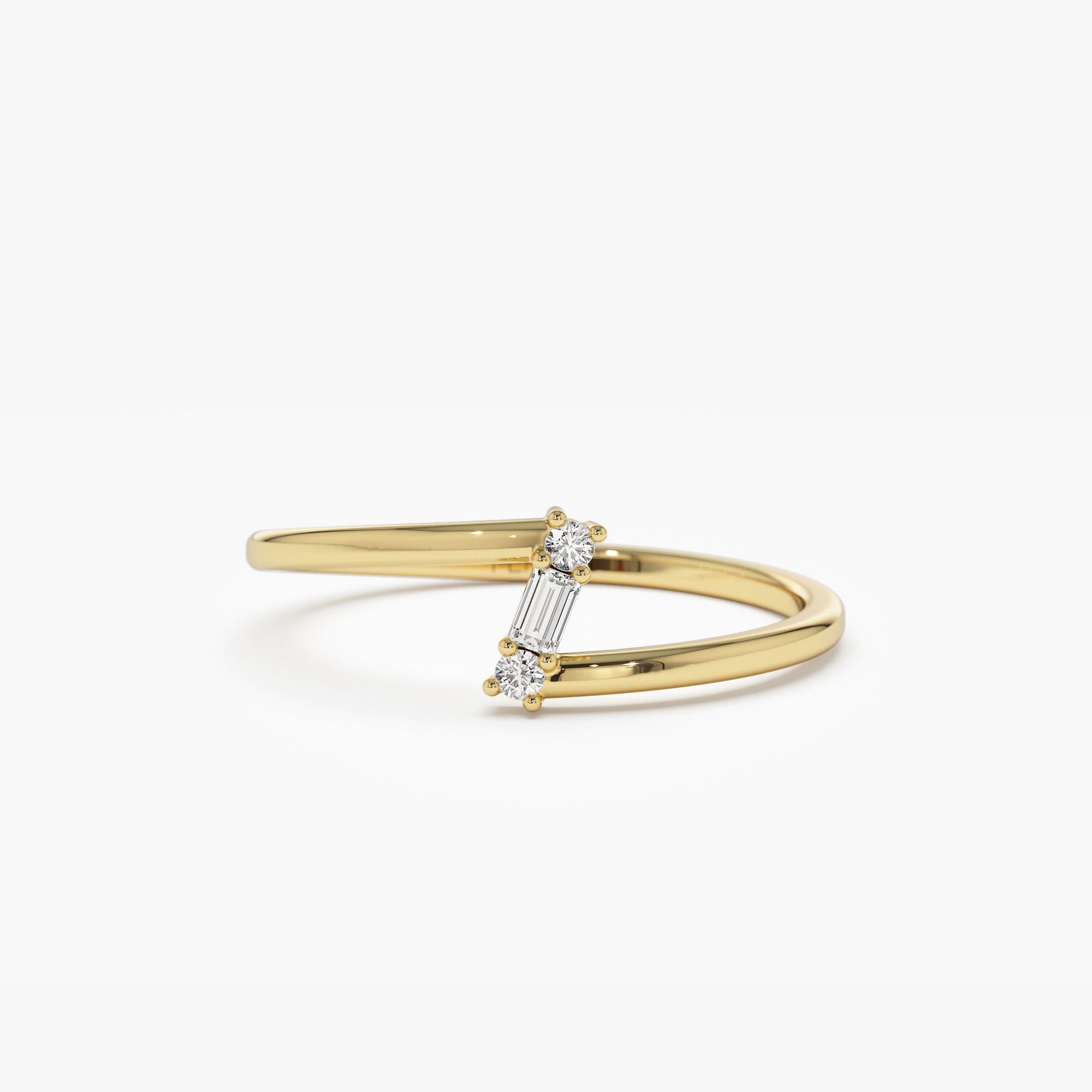 OBFJ1304 - 14k Dainty Diagonal Baguette Diamond Ring 1
