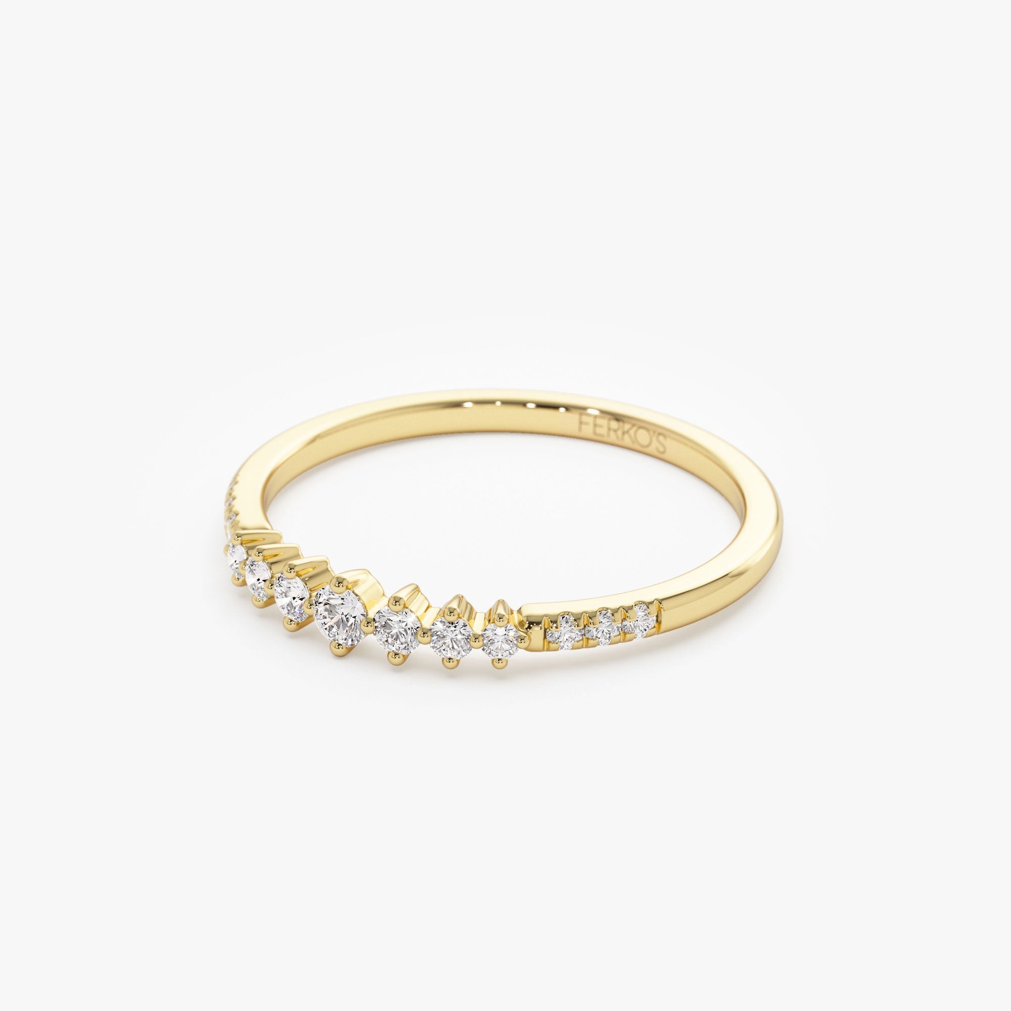 OBFJ1288 - 14k Dainty Graduating Diamond Wedding Ring 7
