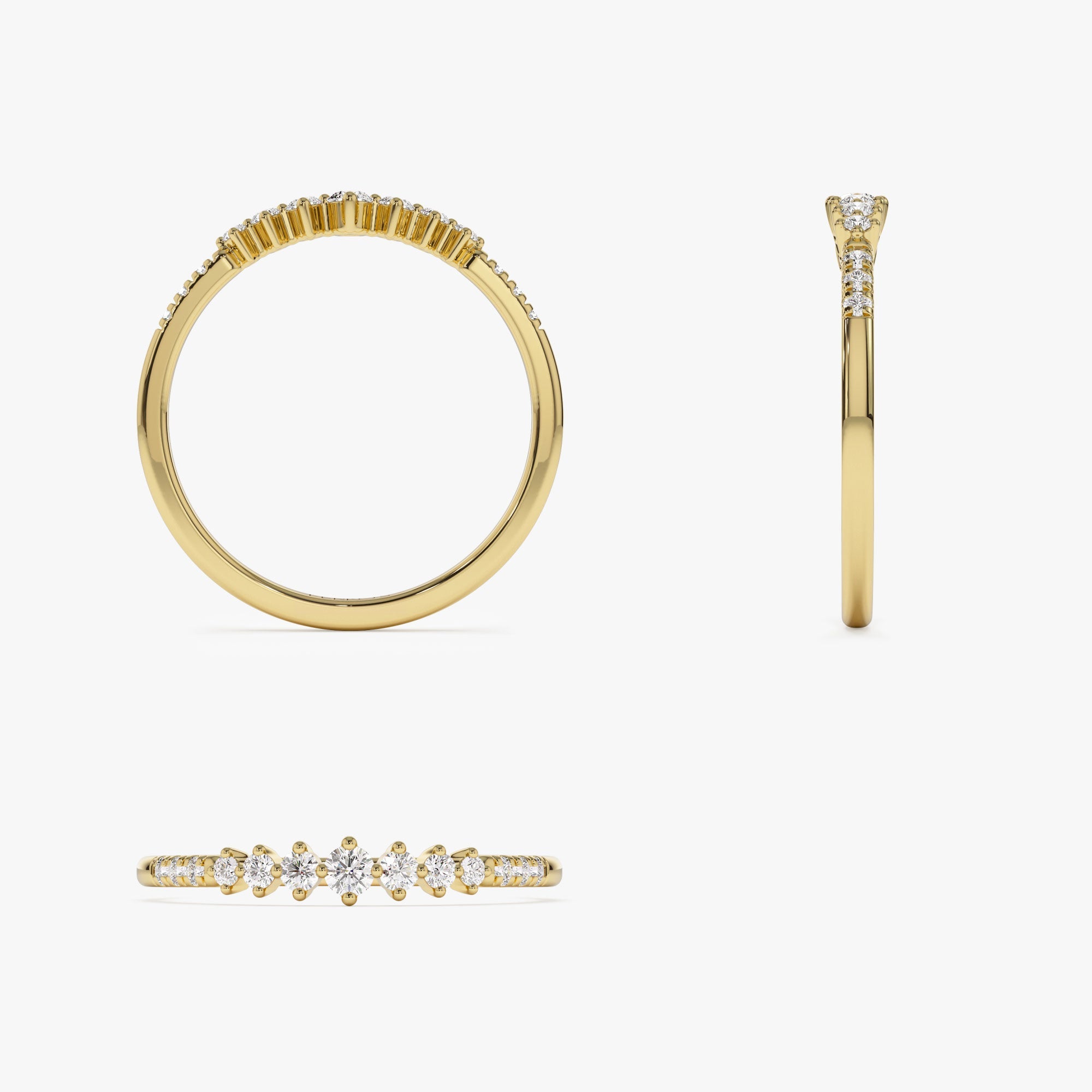 OBFJ1288 - 14k Dainty Graduating Diamond Wedding Ring 8