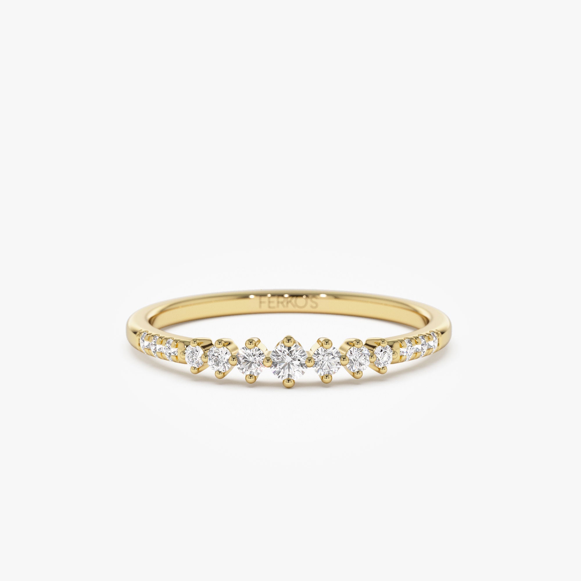 OBFJ1288 - 14k Dainty Graduating Diamond Wedding Ring 1