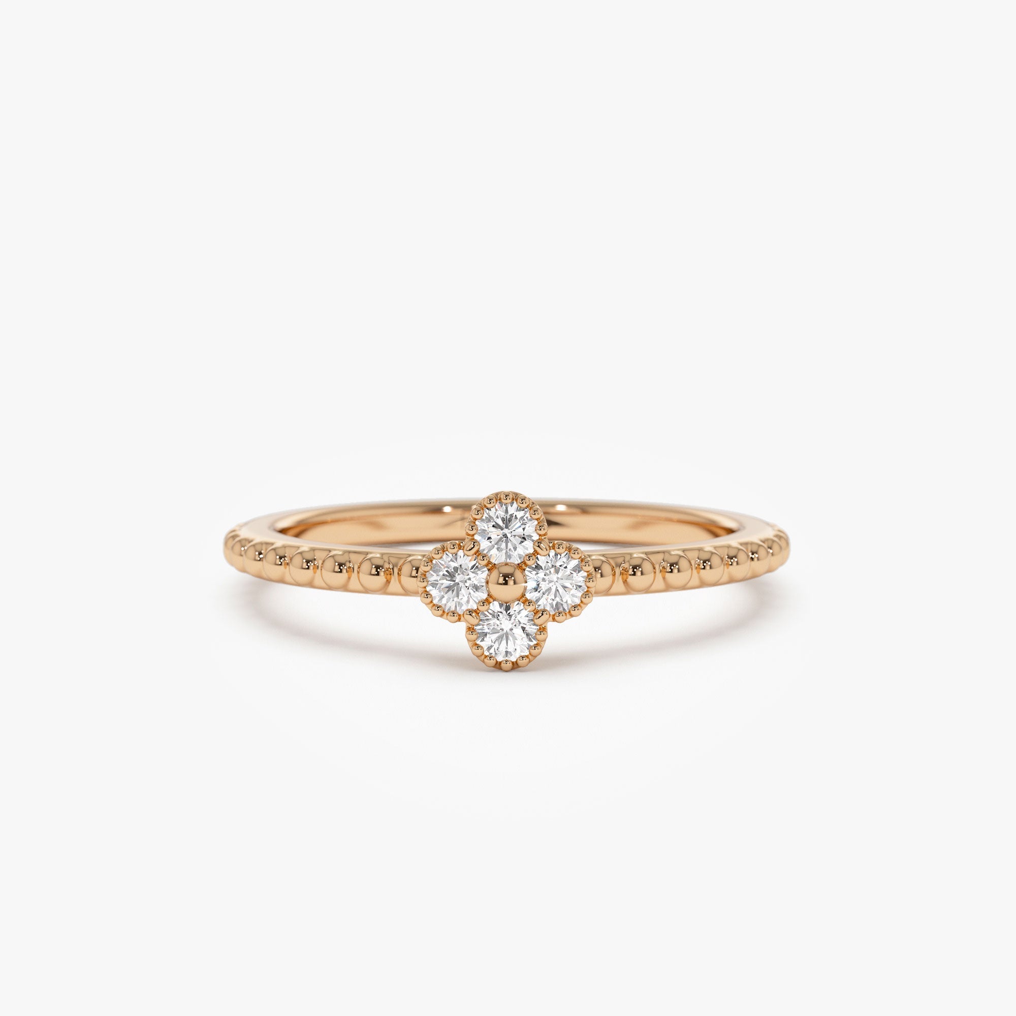 OBFJ1329 - 14k Diamond Clover Ring 7