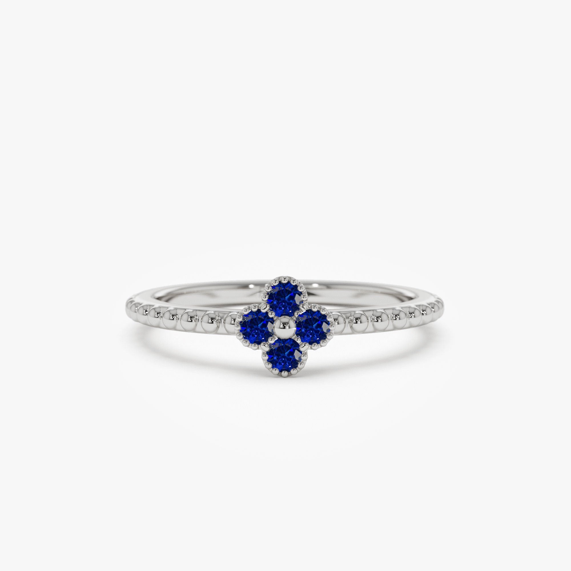 OBFJ1326 - 14k Sapphire Clover Ring 5