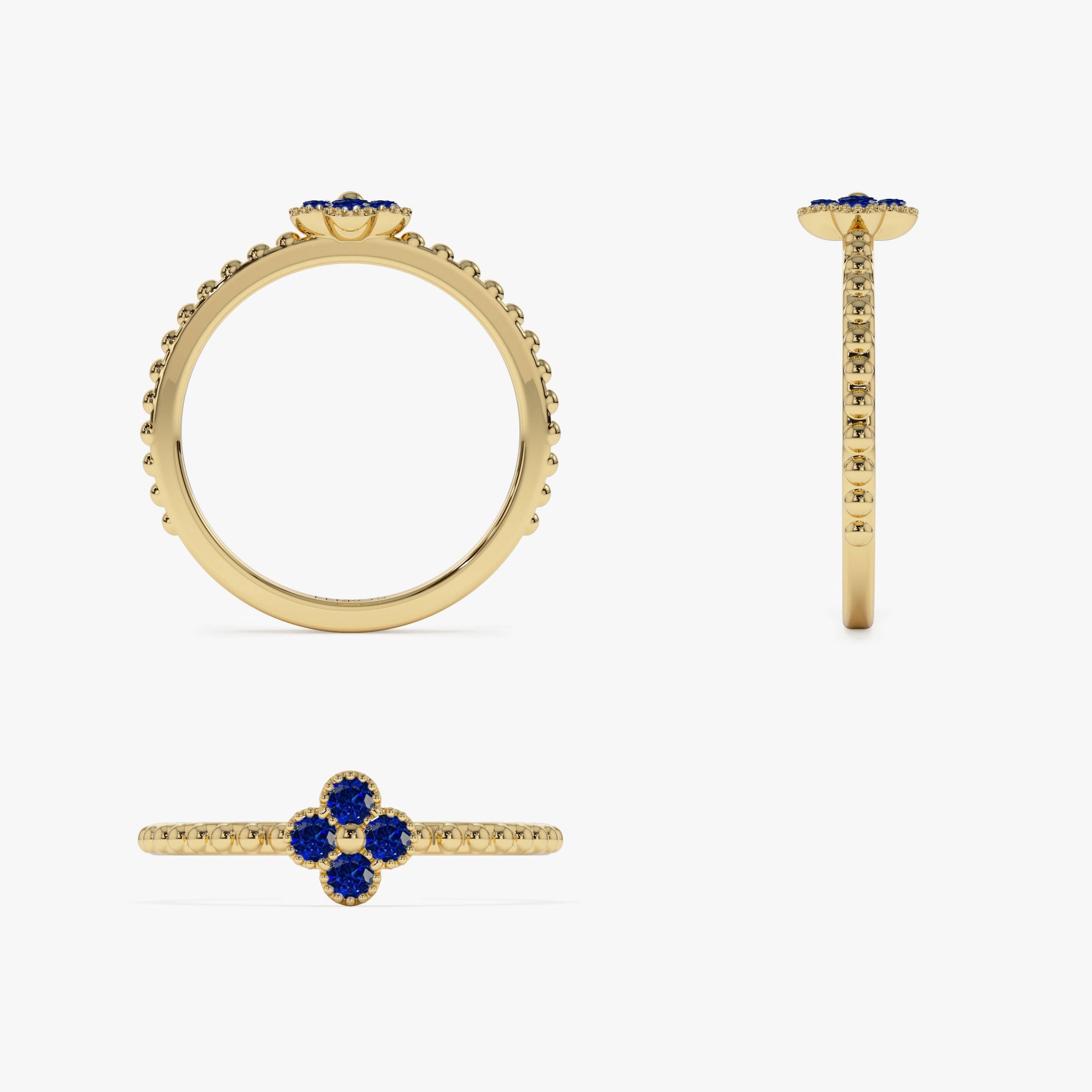 OBFJ1326 - 14k Sapphire Clover Ring 7