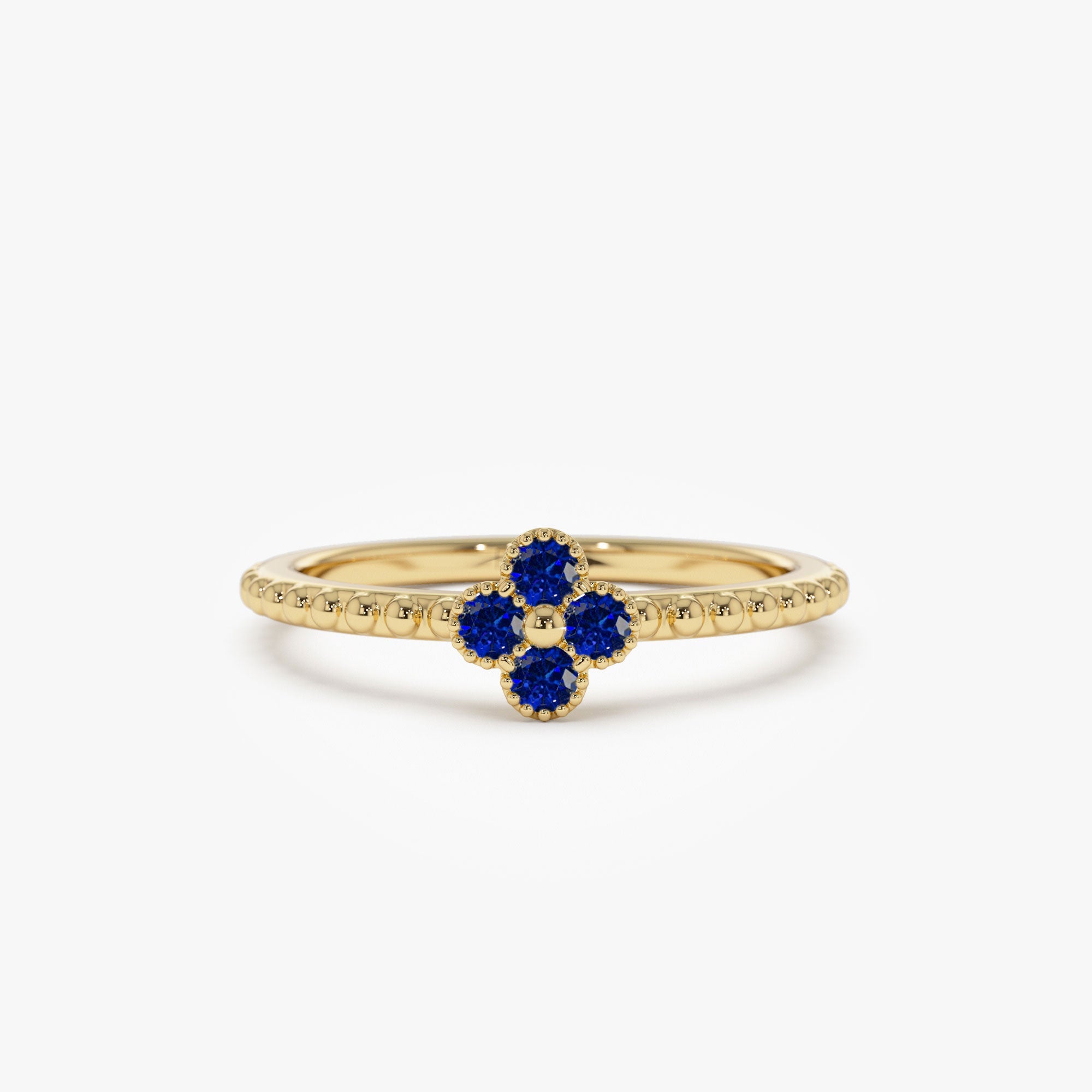 OBFJ1326 - 14k Sapphire Clover Ring 1