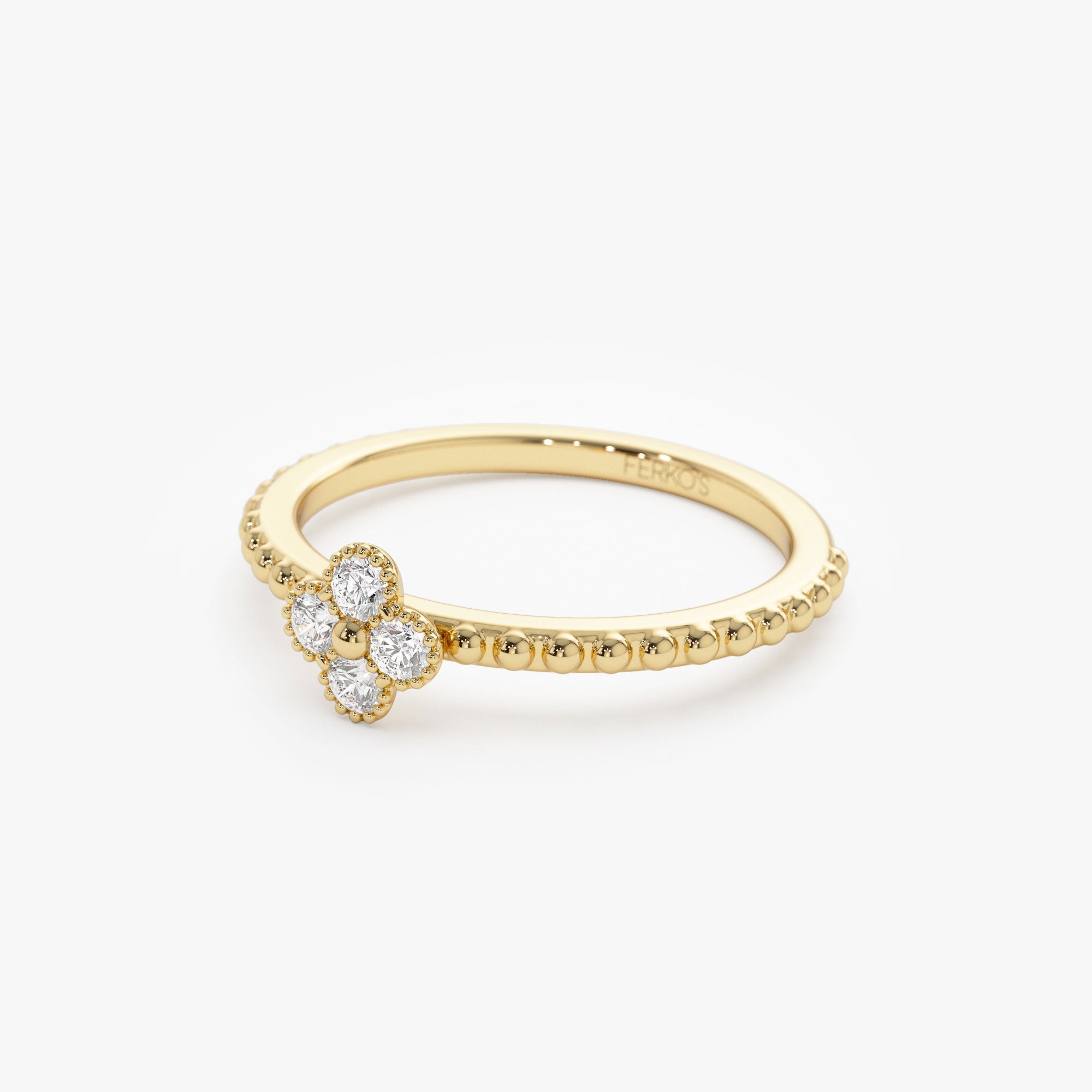 OBFJ1329 - 14k Diamond Clover Ring 6
