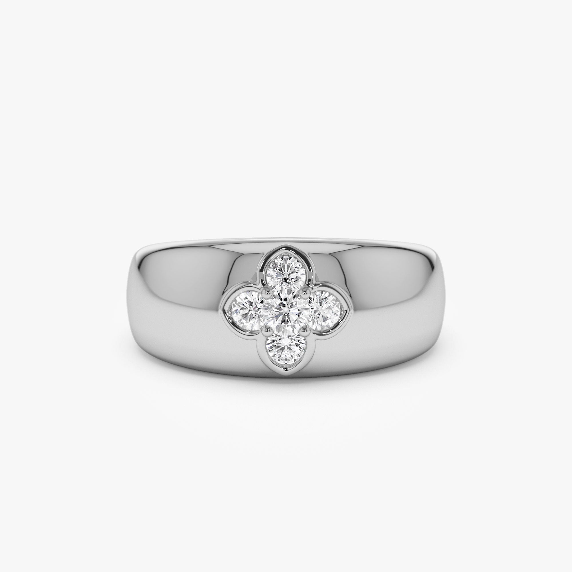 OBFJ1251 - 14k Chunky Diamond Clover Ring 7