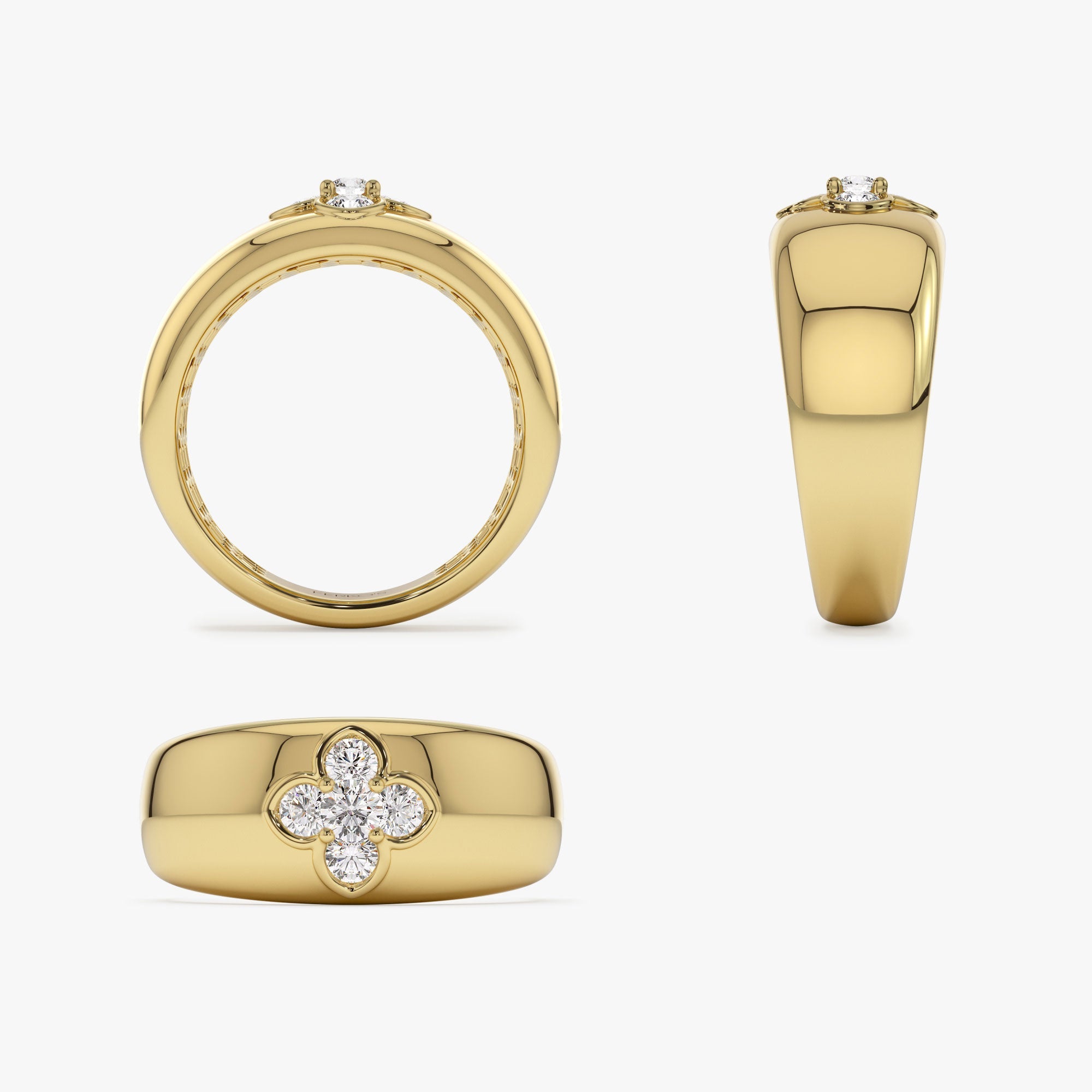 OBFJ1251 - 14k Chunky Diamond Clover Ring 9