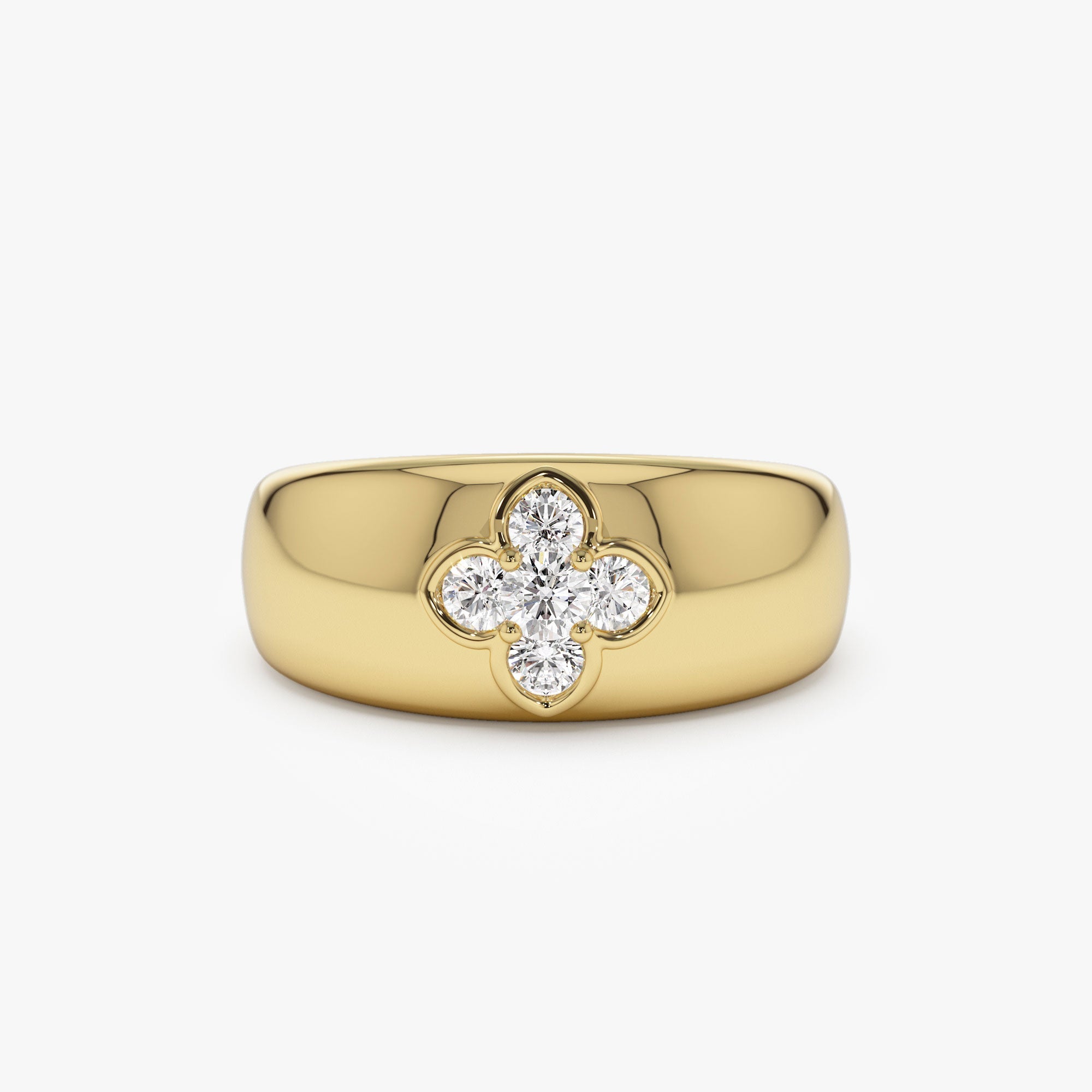 OBFJ1251 - 14k Chunky Diamond Clover Ring 1