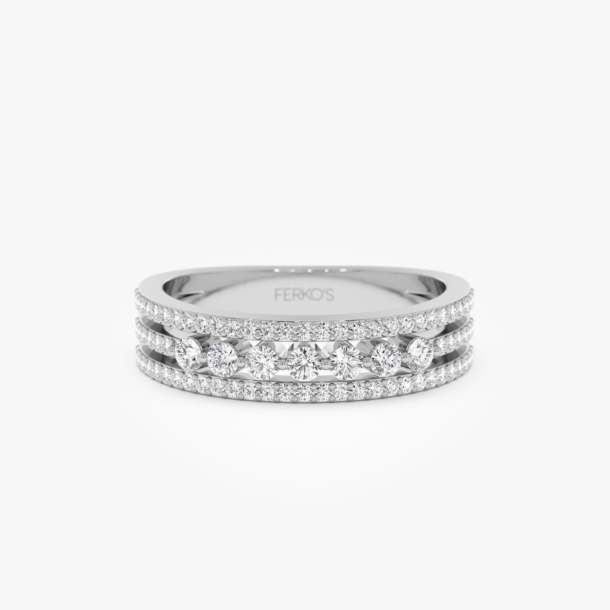 OBFJ1197 - 14k Triple Row Diamond Stacking Wedding Ring 8