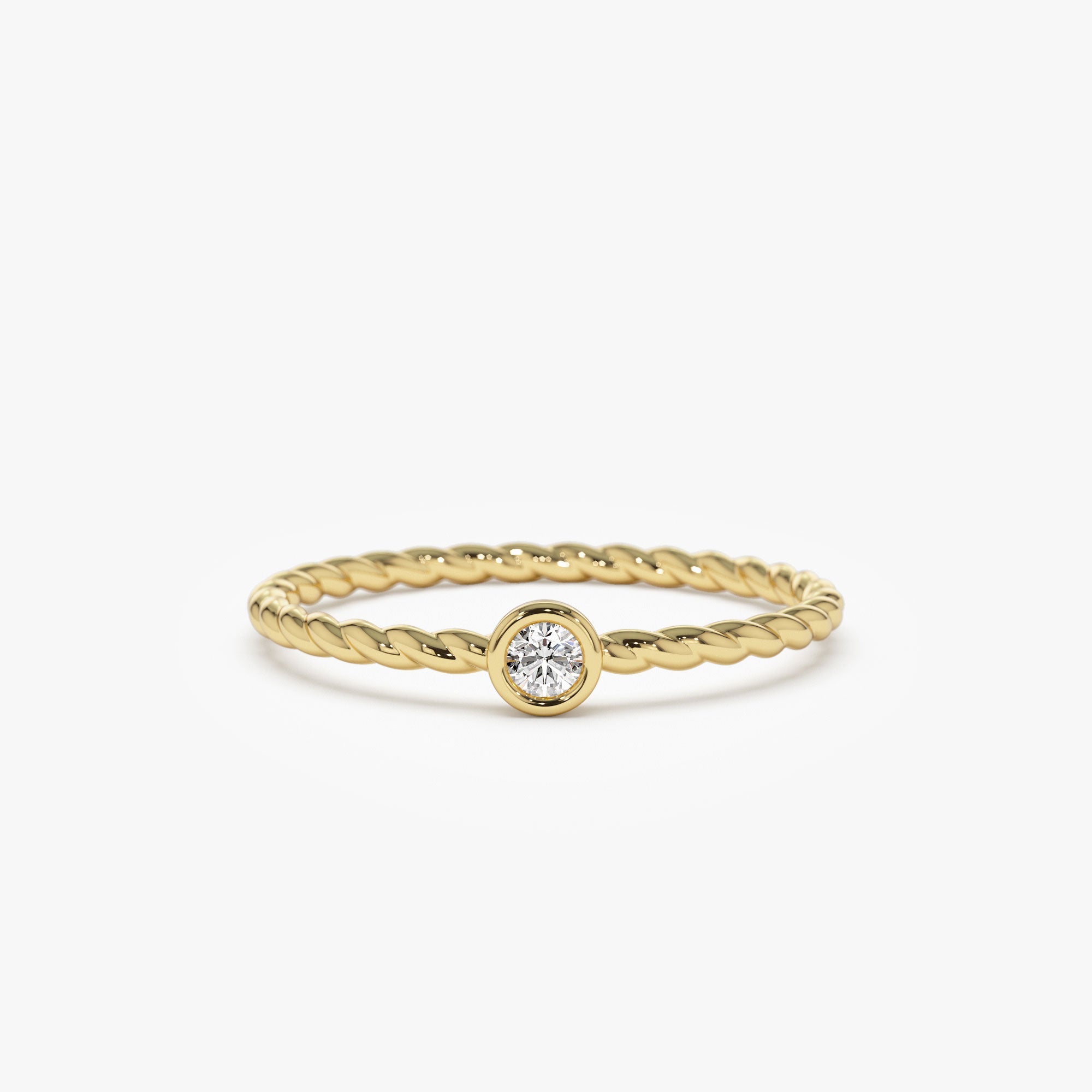 OBFJ0923 - 14K Diamond Bezel Twisted Engagement Ring 1