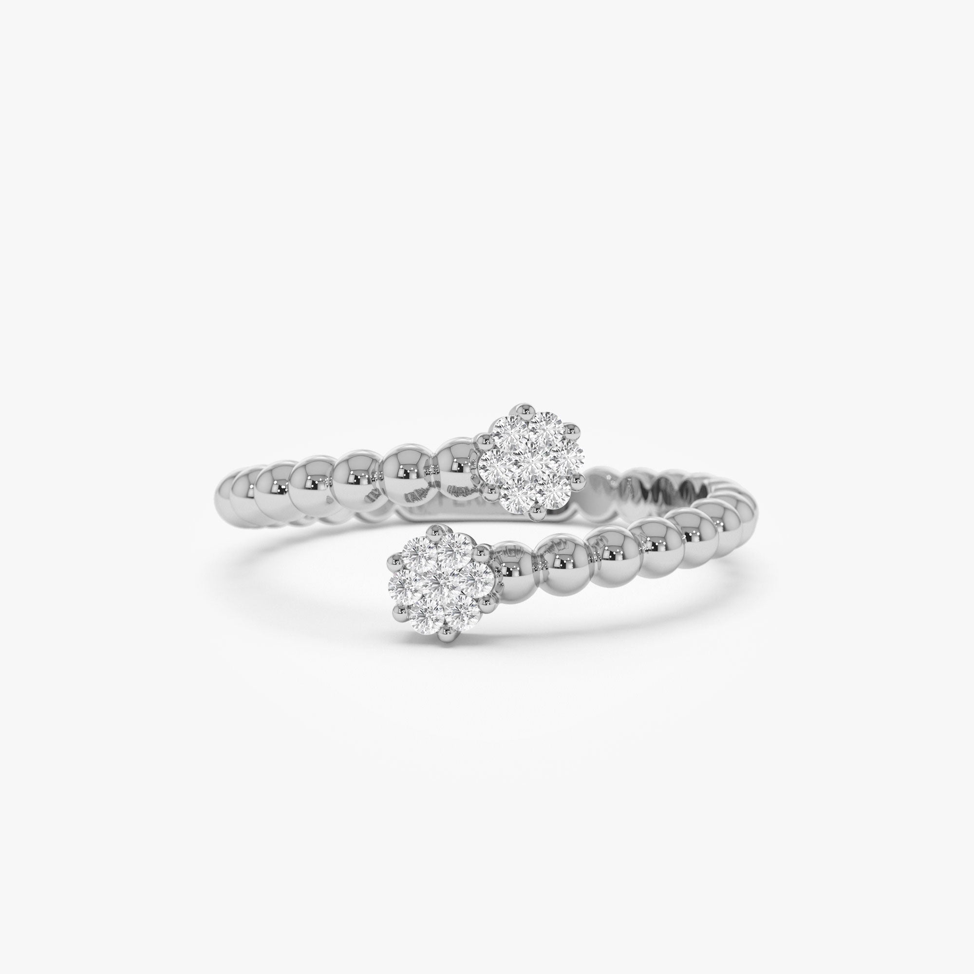 OBFJ1228 - 14k Beaded Open Bypass Diamond Illusion Ring 6